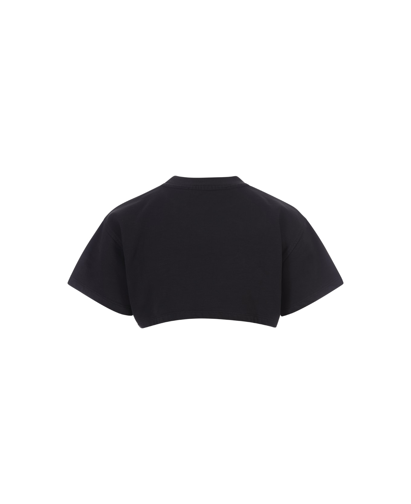 Barrow Black Crop T-shirt With Logo - Black Tシャツ