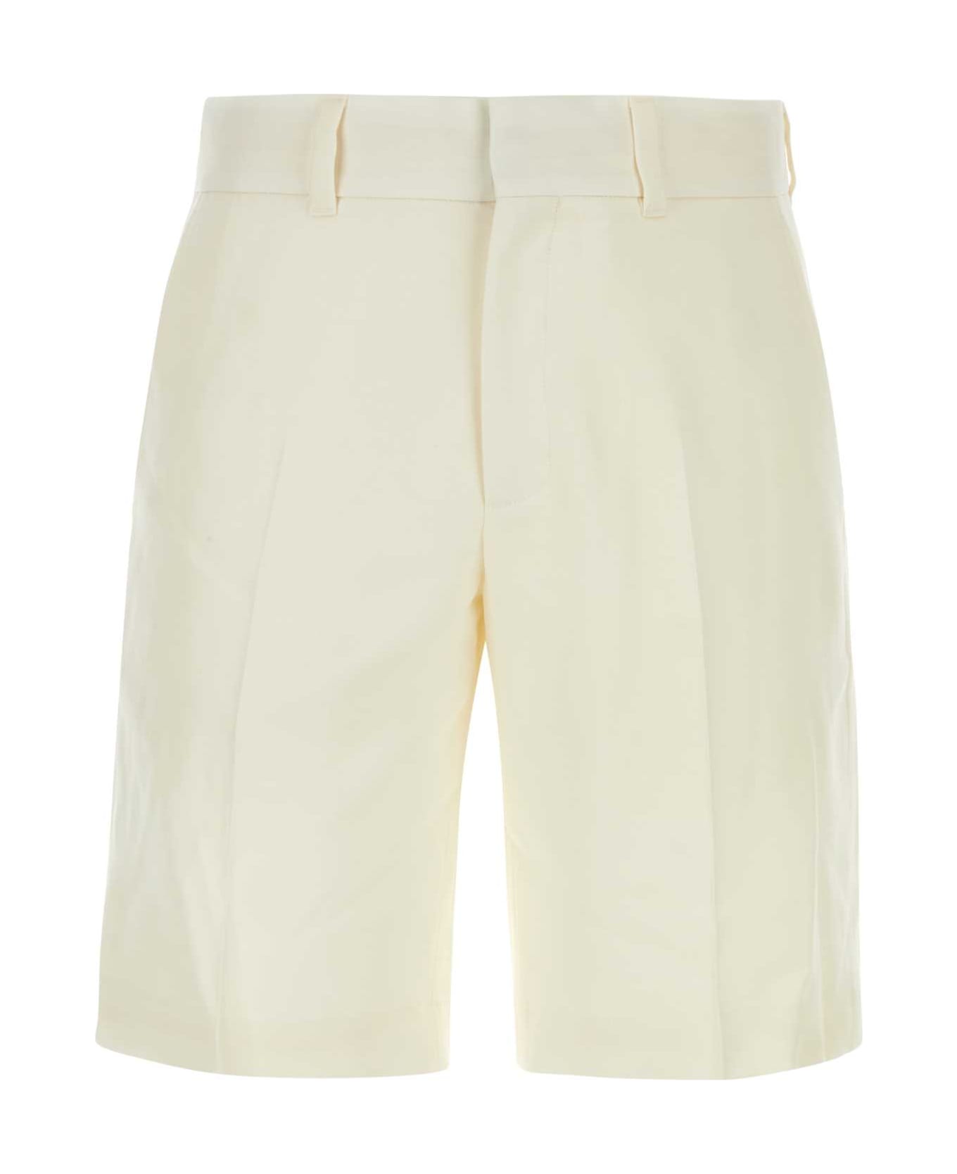 Casablanca Ivory Gabardine Bermuda Shorts - WHITE