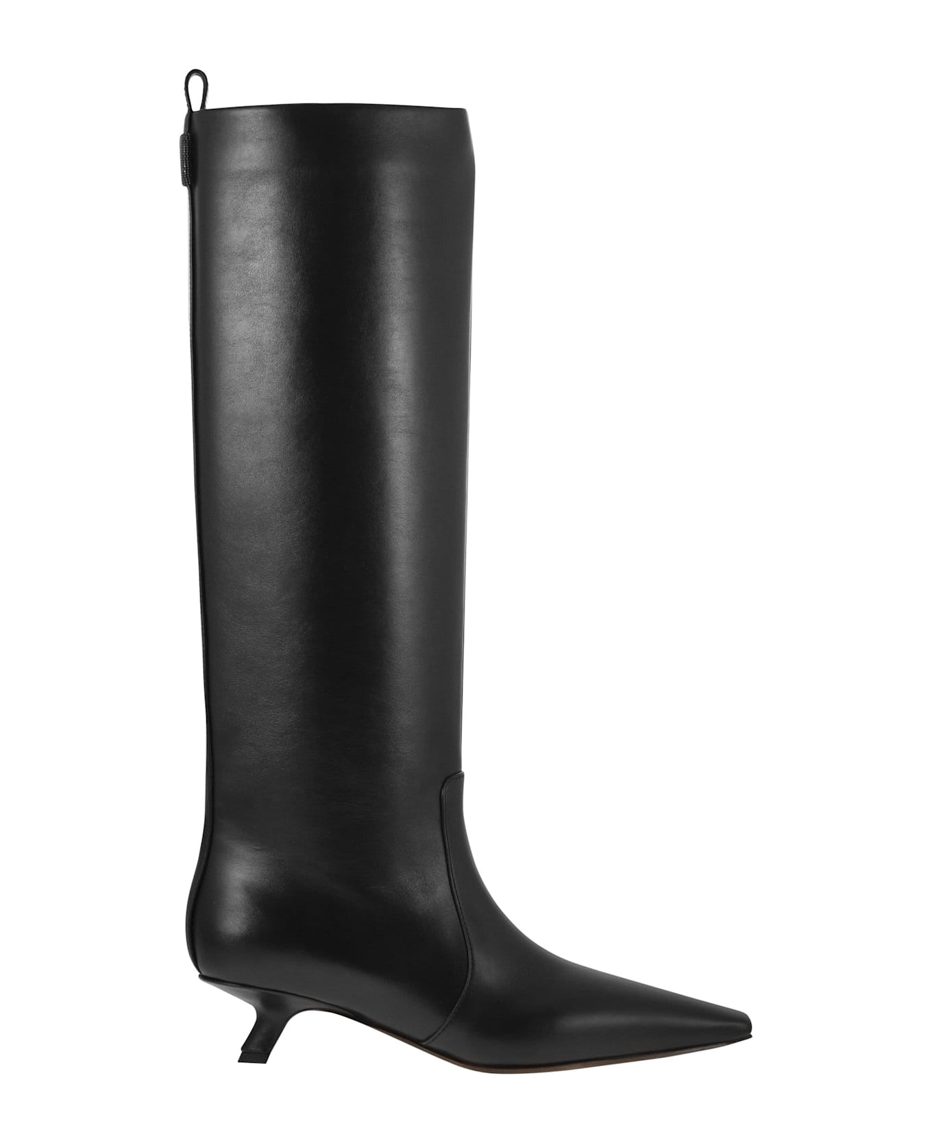 Brunello Cucinelli Nappa Leather Boots With Shiny Loop Detail - Black