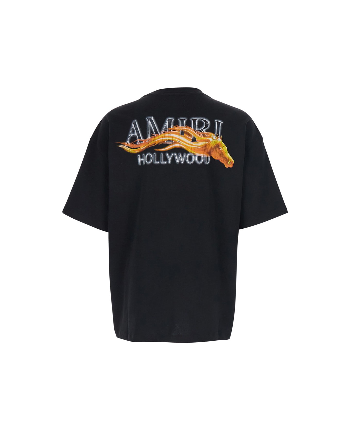 AMIRI Black Crewneck T-shirt With Logo On Front And On The Back In Cotton Man - Black