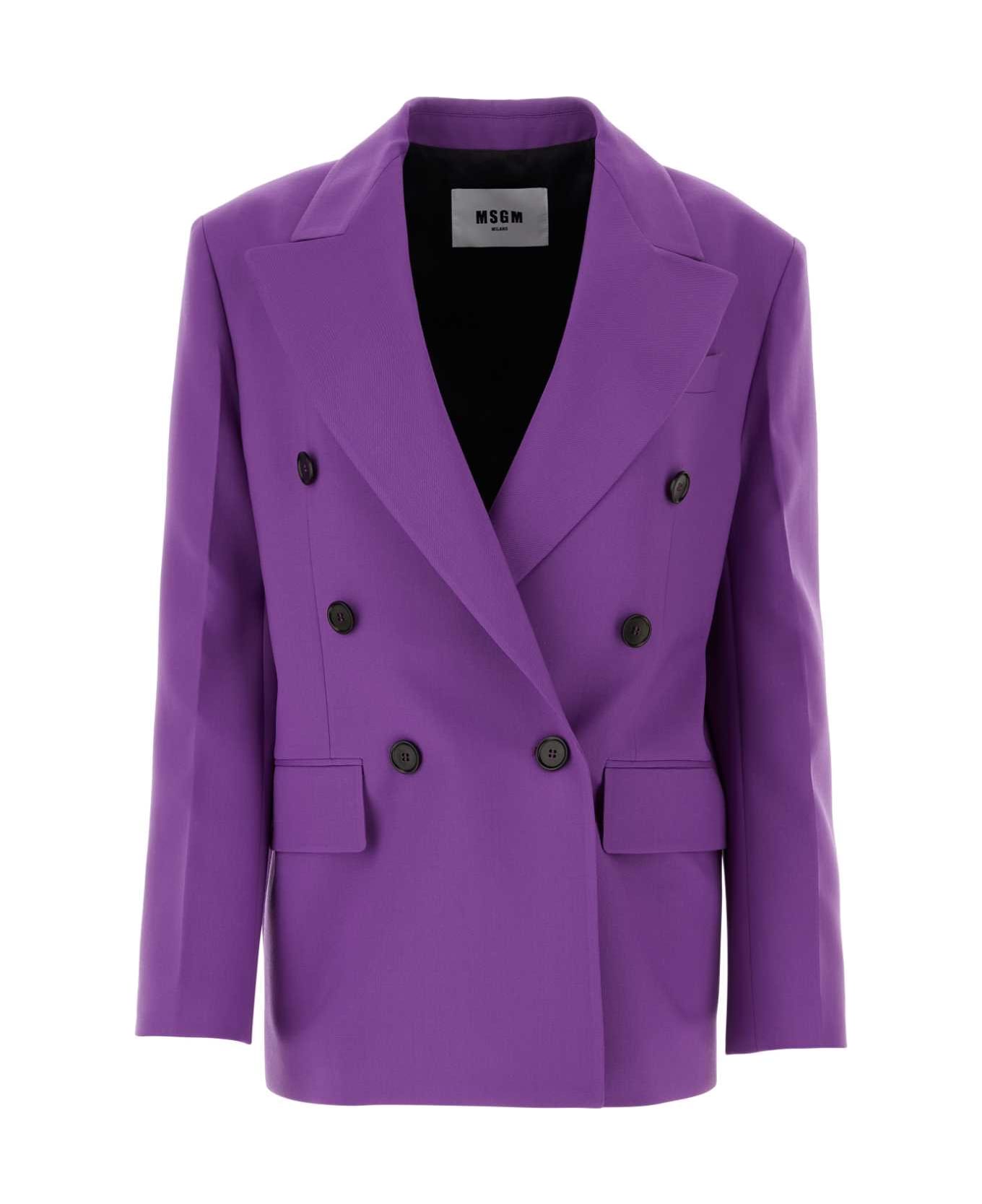 MSGM Purple Stretch Wool Blazer - VIOLET