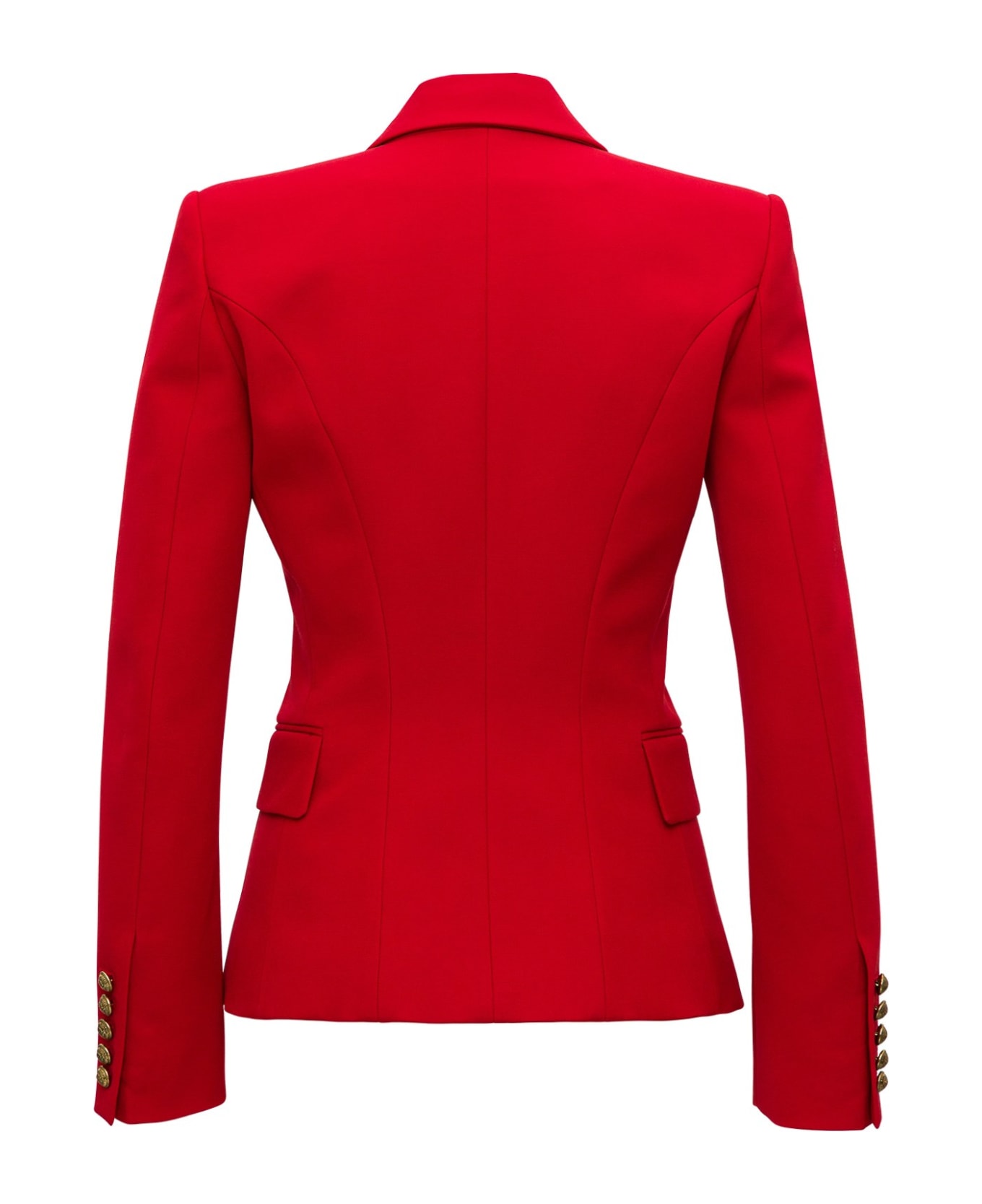 Balmain Six Button Blazer - Red