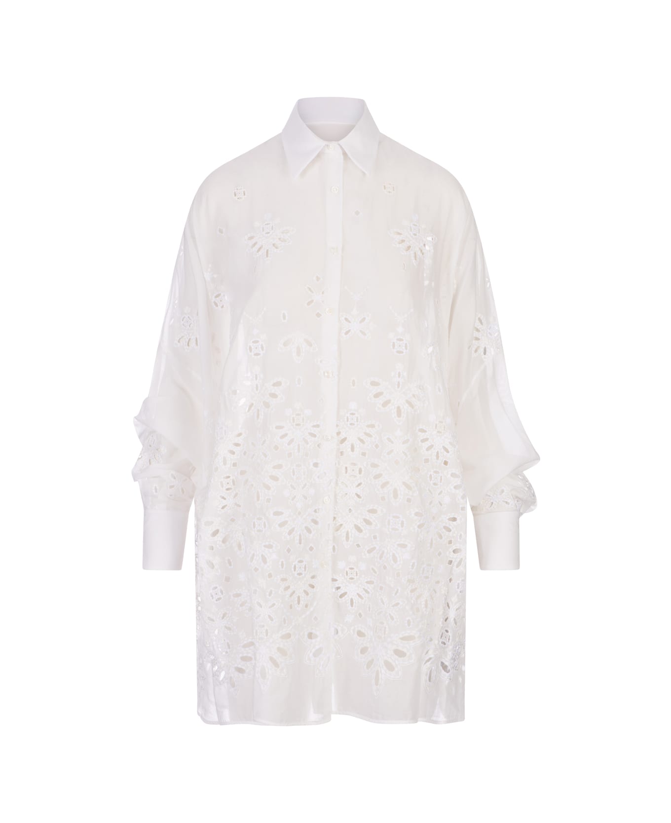 Ermanno Scervino White Over Shirt With Sangallo Lace - White
