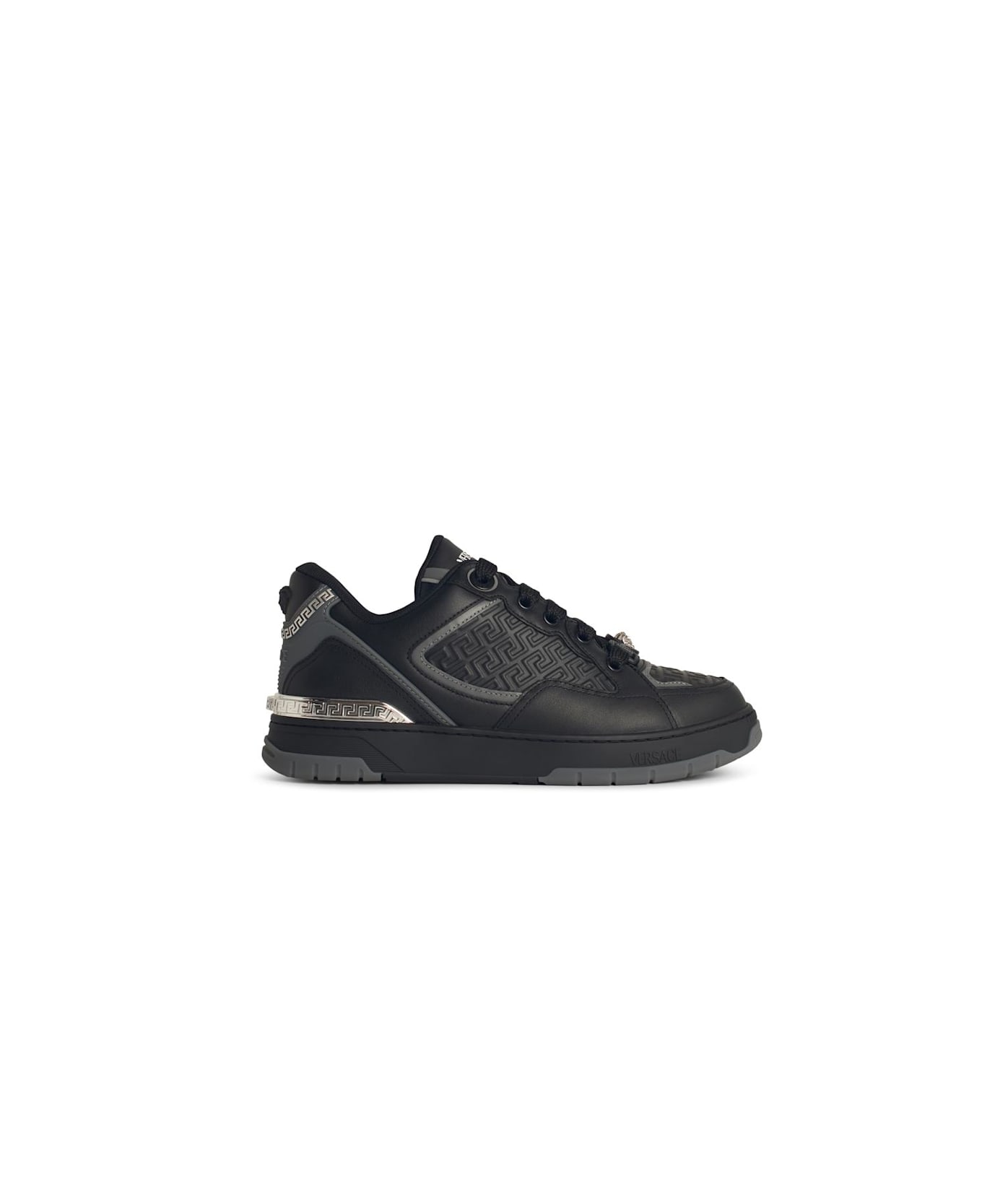 Versace 
greca
 Black Leather Blend Sneakers - BLACK