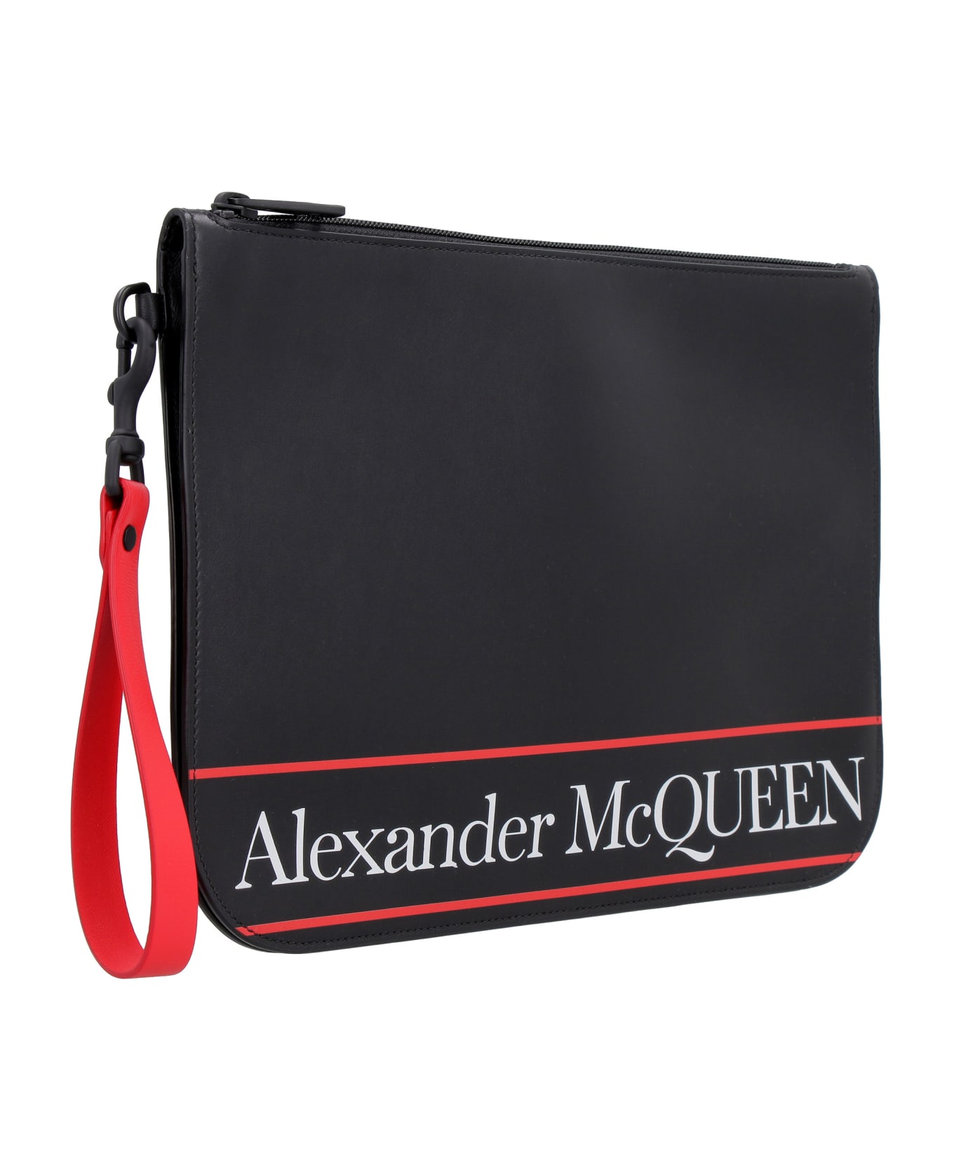 Alexander McQueen Logo Detail Flat Leather Pouch - black