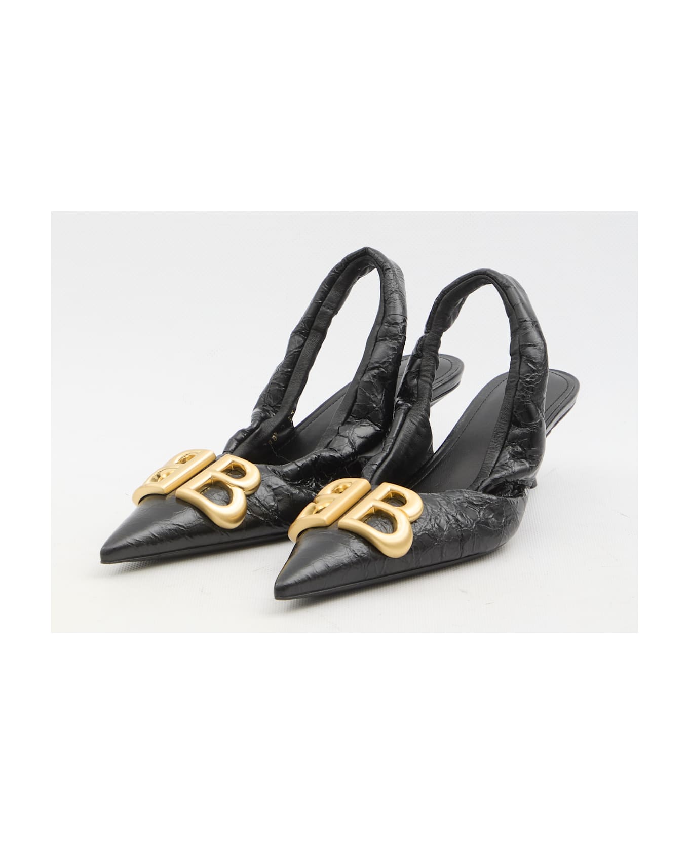 Balenciaga Black Leather Monaco Pumps - BLACK