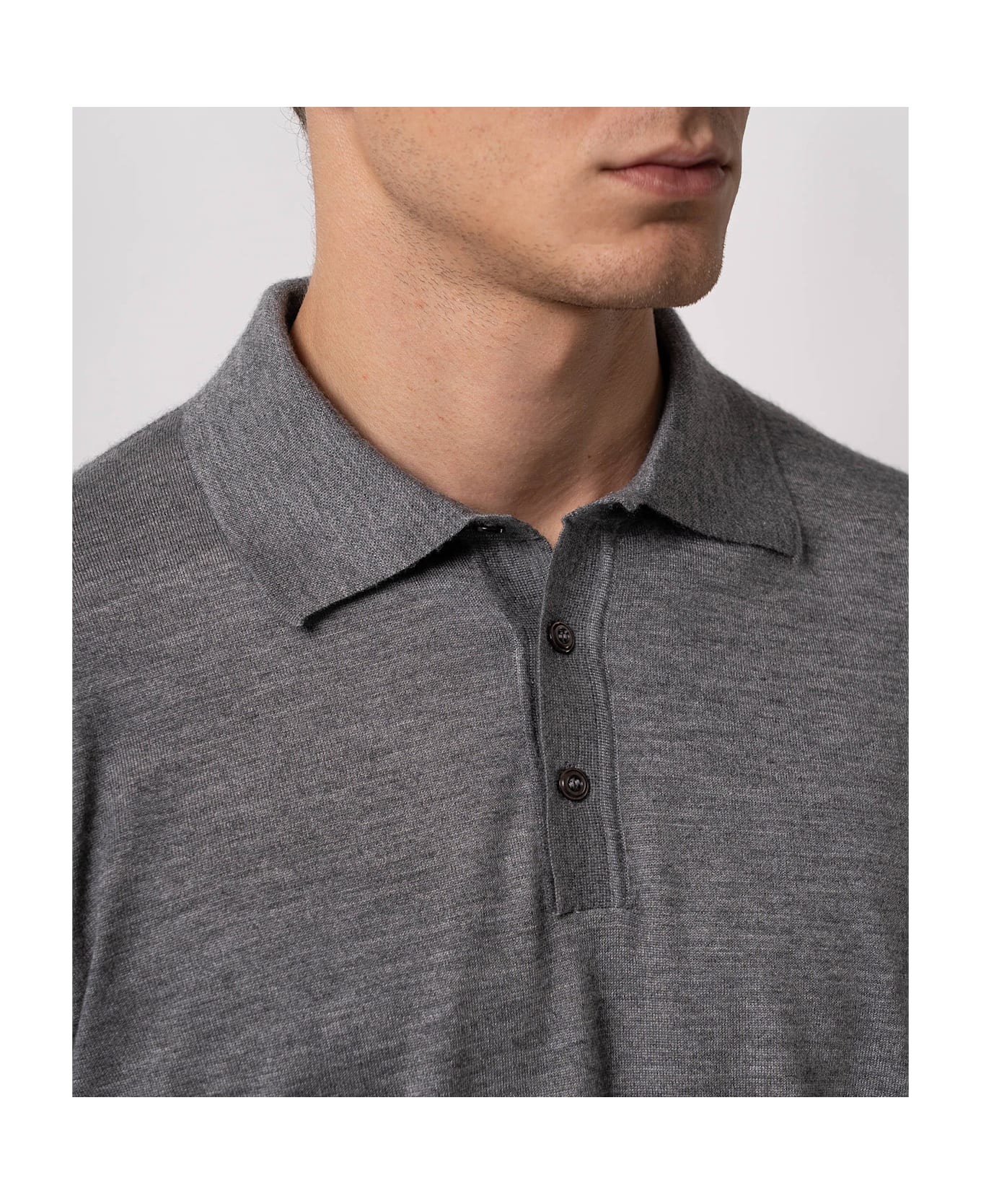 Larusmiani Long Sleeve Polo Coppa Europa Sweater - Gray