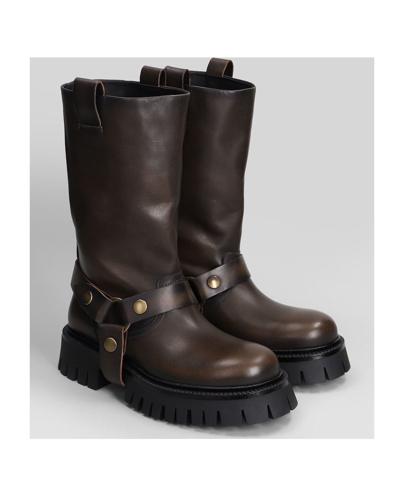 Golden Goose Kurt Chunky Low Heels Ankle Boots In Brown Leather - brown