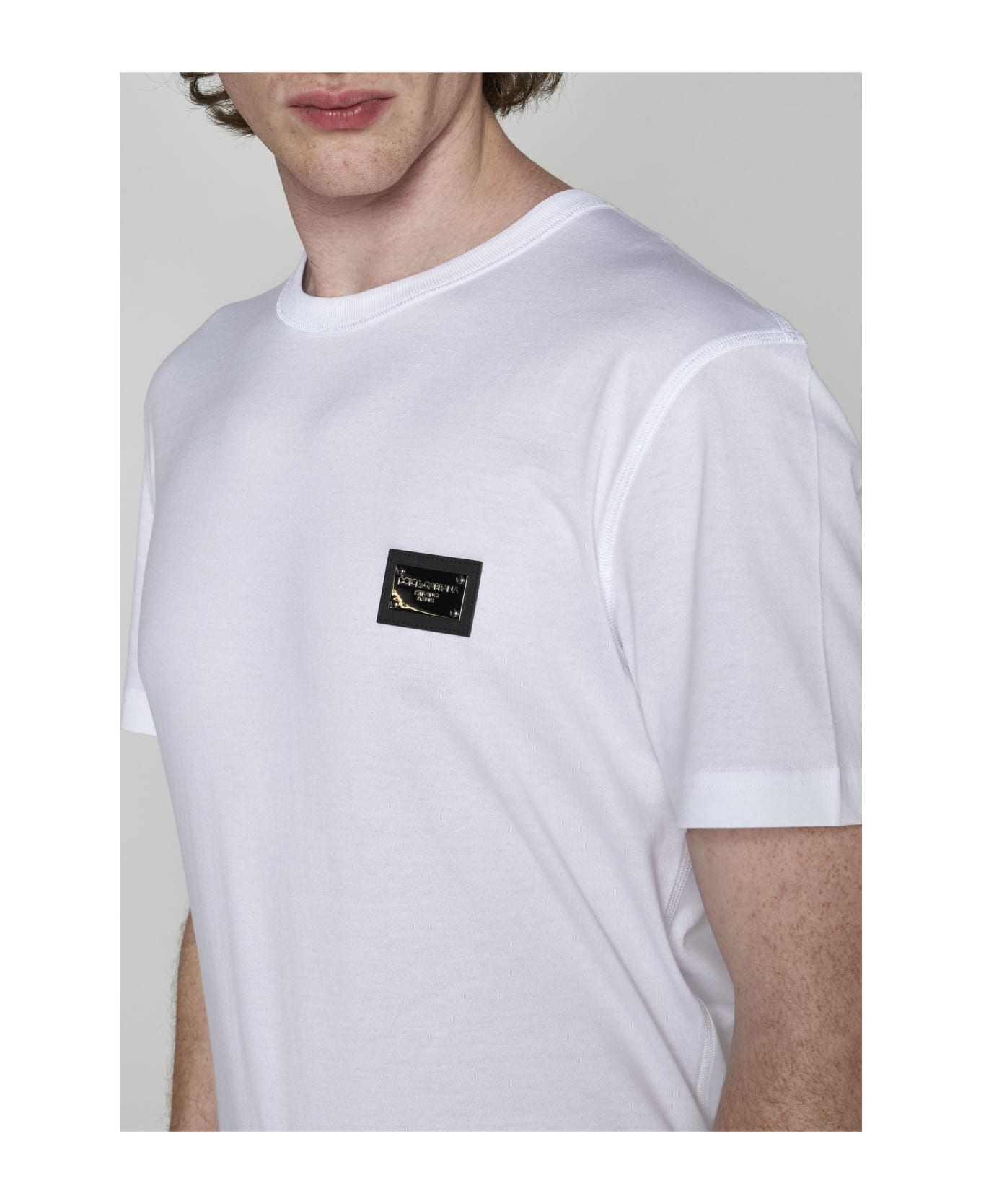 Dolce & Gabbana Logo-plaque Cotton T-shirt - White