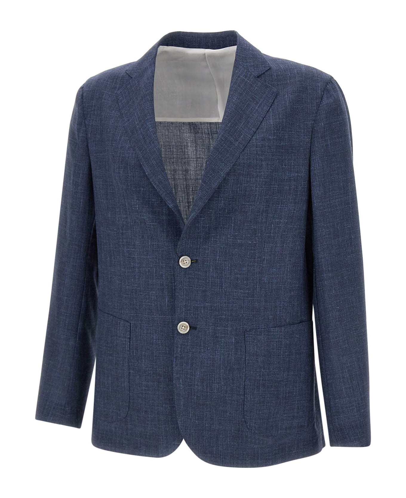 Barba Napoli Wool, Silk And Linen Blazer - BLUE
