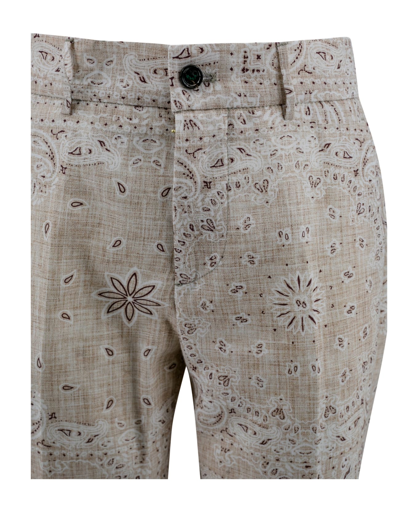 Berwich Linen Cotton Blend Trousers - Deserto