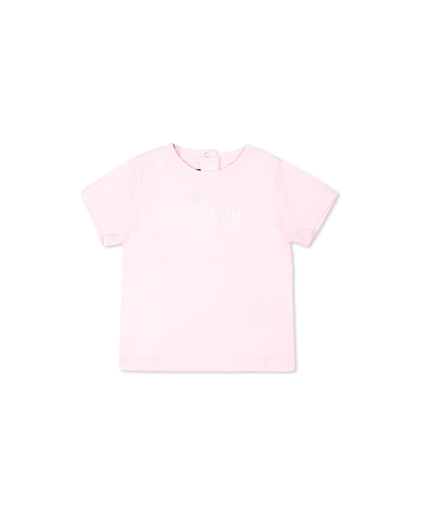 Balmain Pink T-shirt For Baby Girl With Logo - Pink Tシャツ＆ポロシャツ