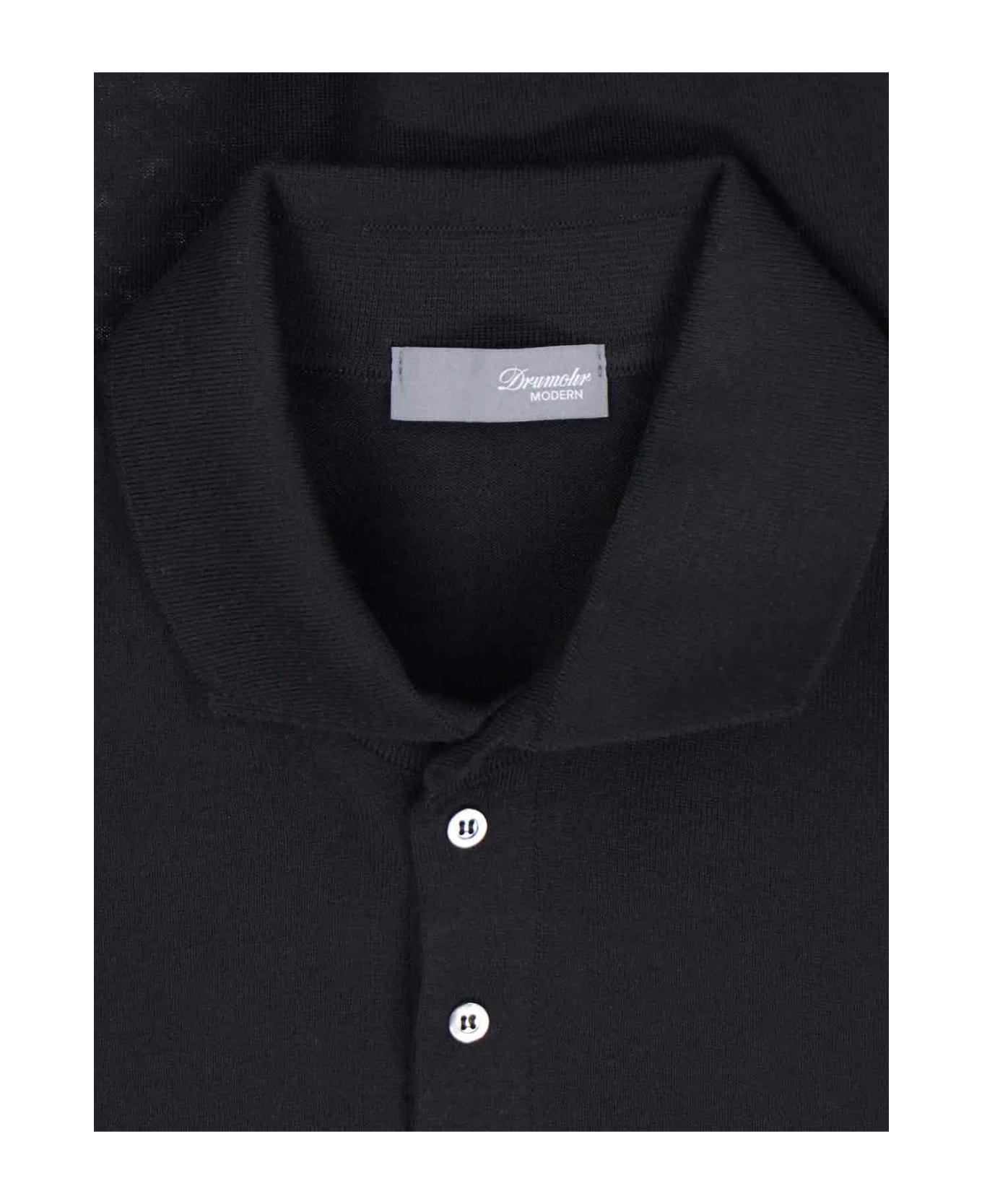 Drumohr Knitted Polo Shirt - Black  