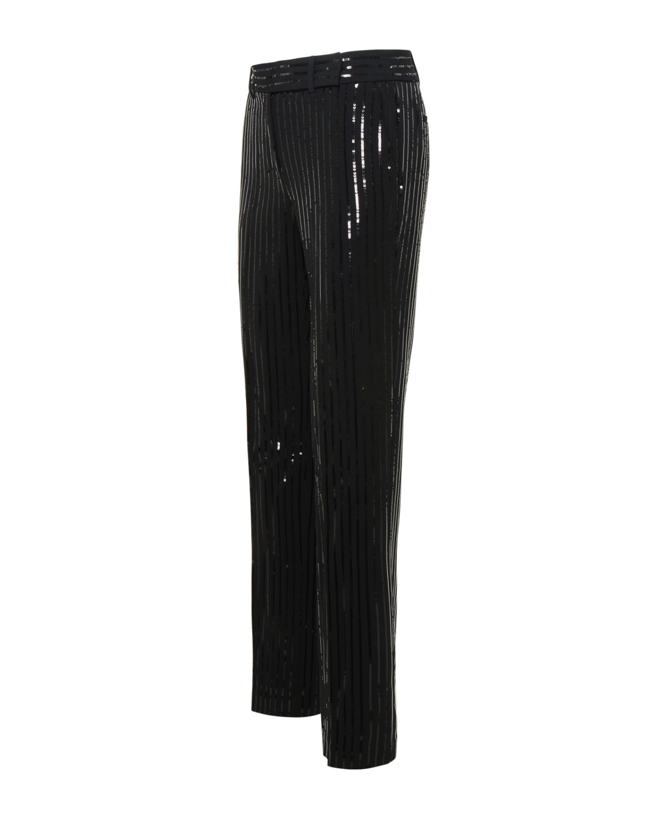MICHAEL Michael Kors Pinstripe Crepe Pants With Sequins - Black