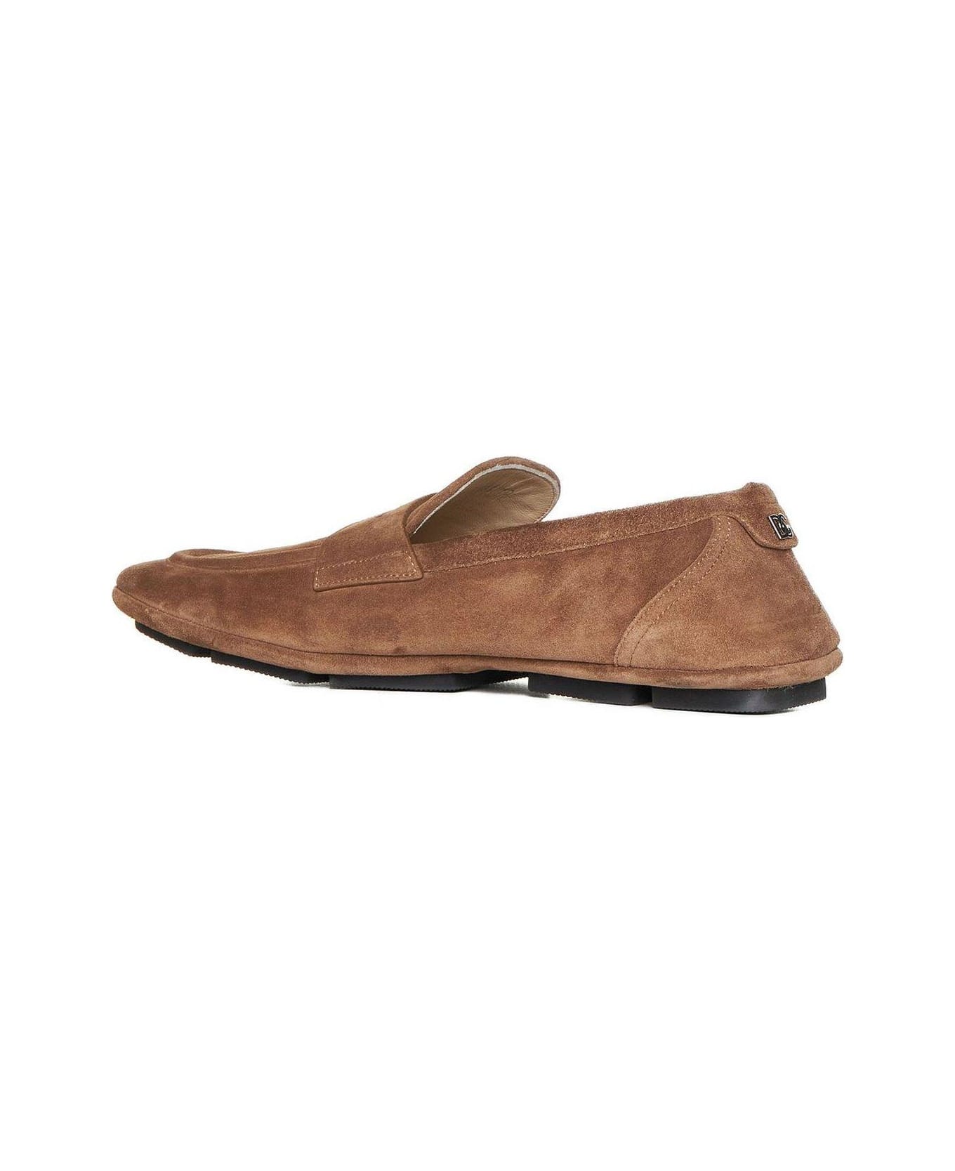 Dolce & Gabbana Logo-plaque Round Toe Loafers - BROWN