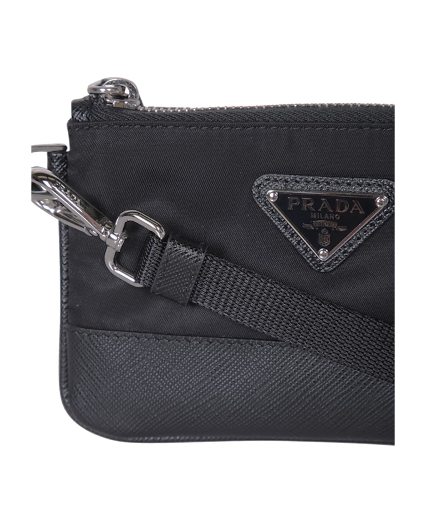 Prada Black Nylon And Leather Wallet - NERO