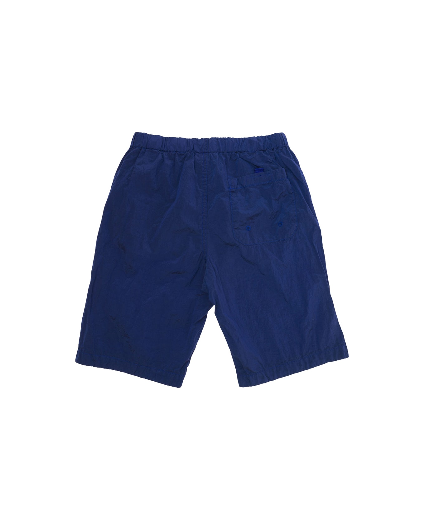 Stone Island Junior Blue Short Cargo Pants With Logo Application In Technical Fabric Boy - Blu