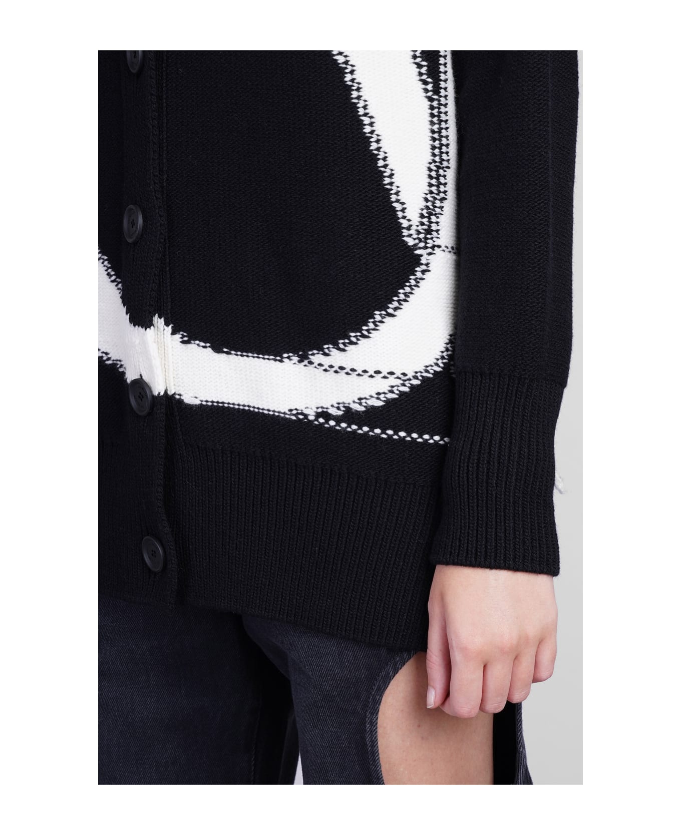 Off-White Cardigan In Black Wool - black