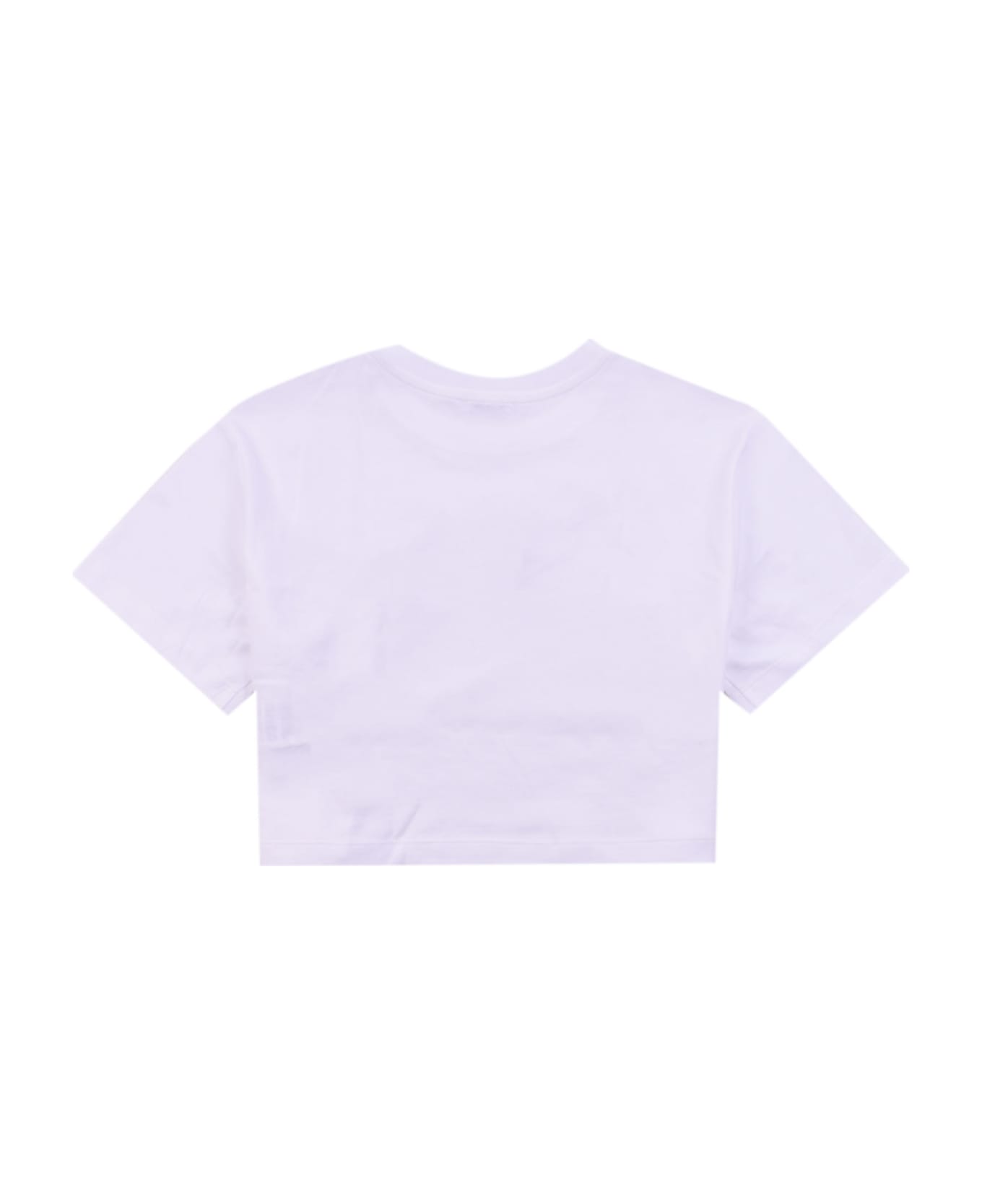 Dolce & Gabbana Cropped Cotton T-shirt With Logo Plate - White
