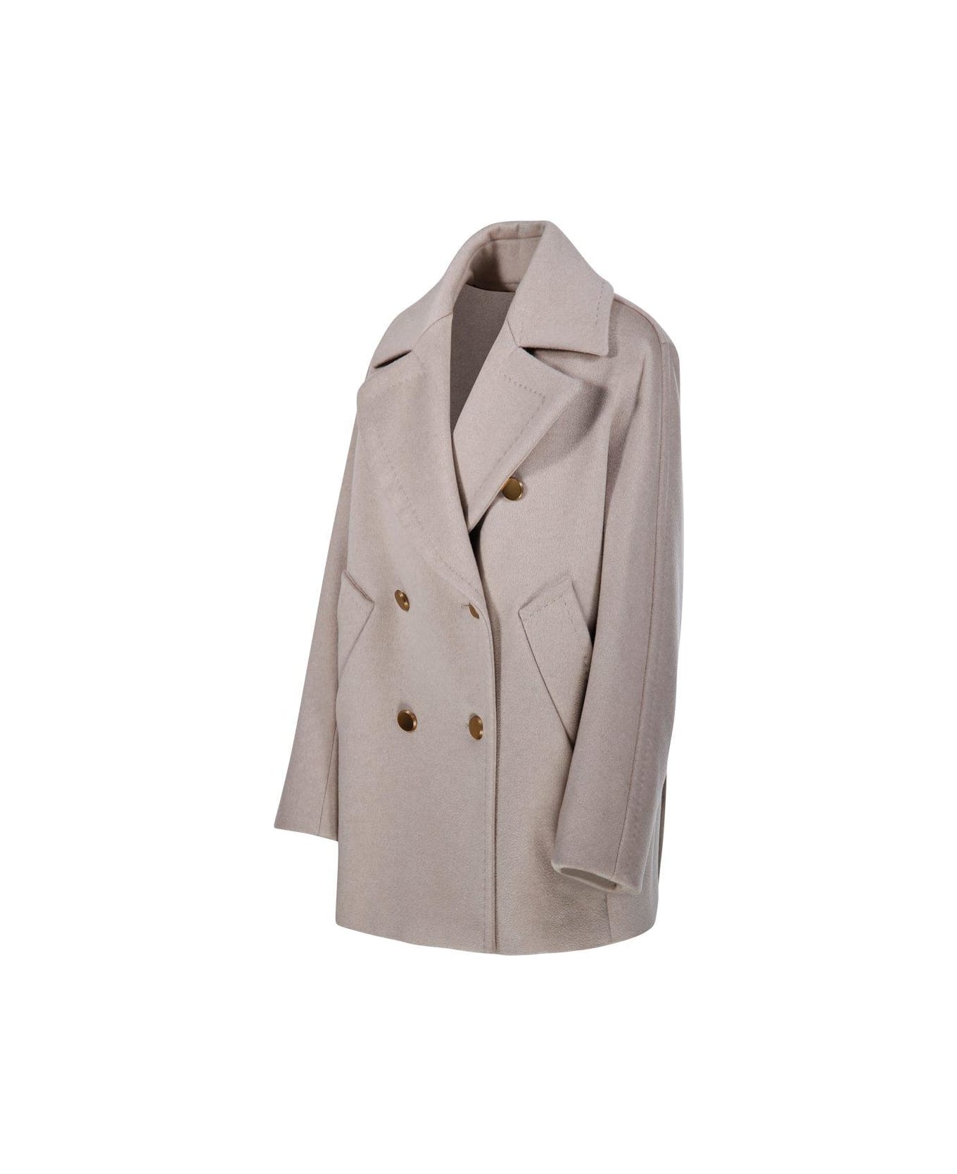 Max Mara Double-breasted Long-sleeved Coat - Grey