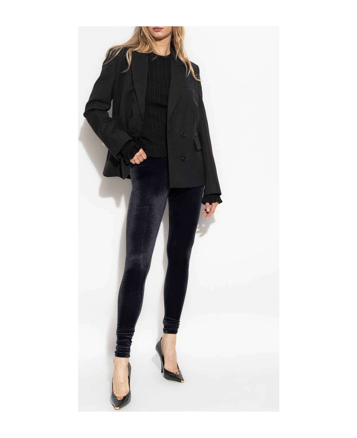 Versace Velvet Leggings - Black