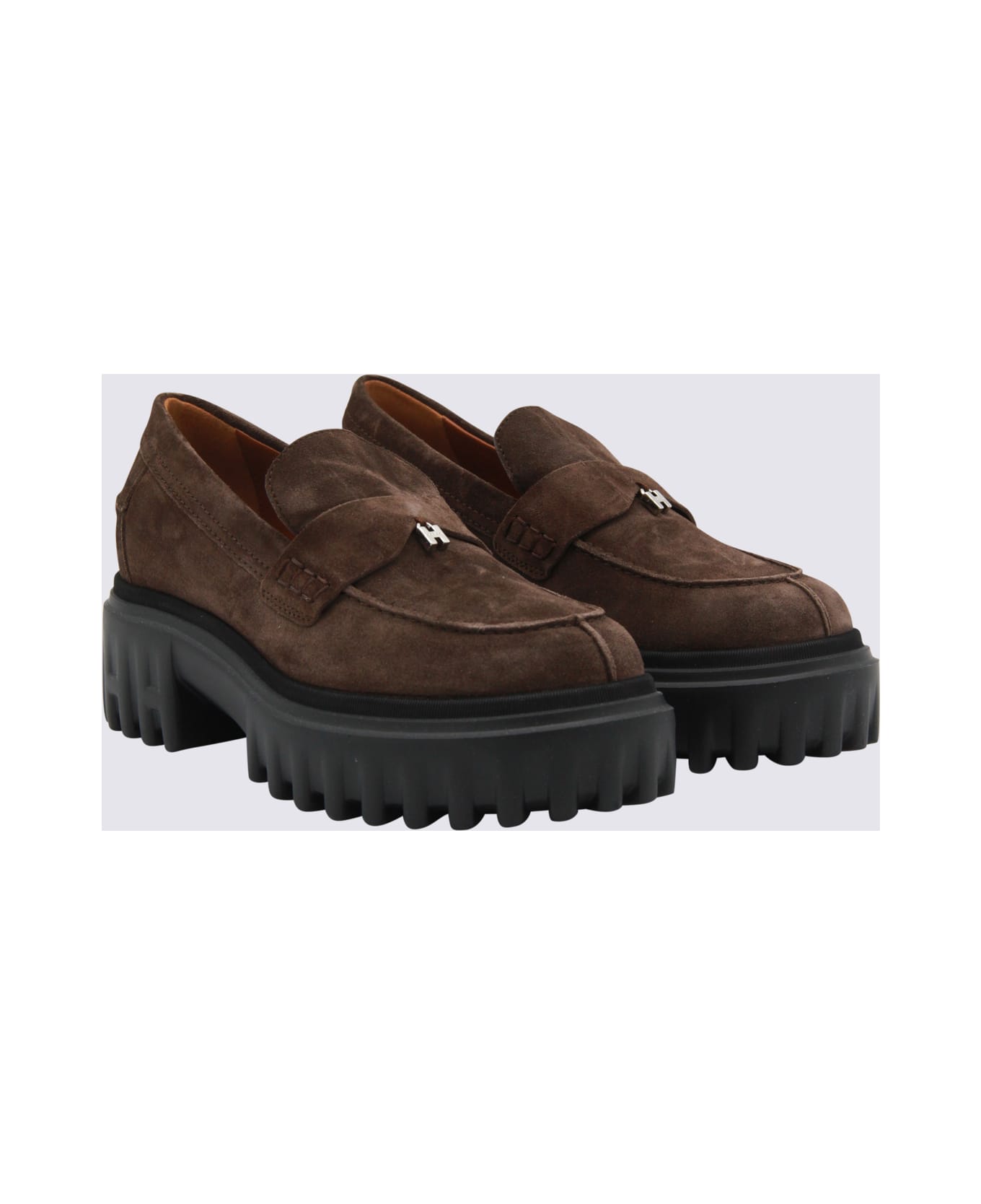 Hogan Brown Leather Loafers - Brown