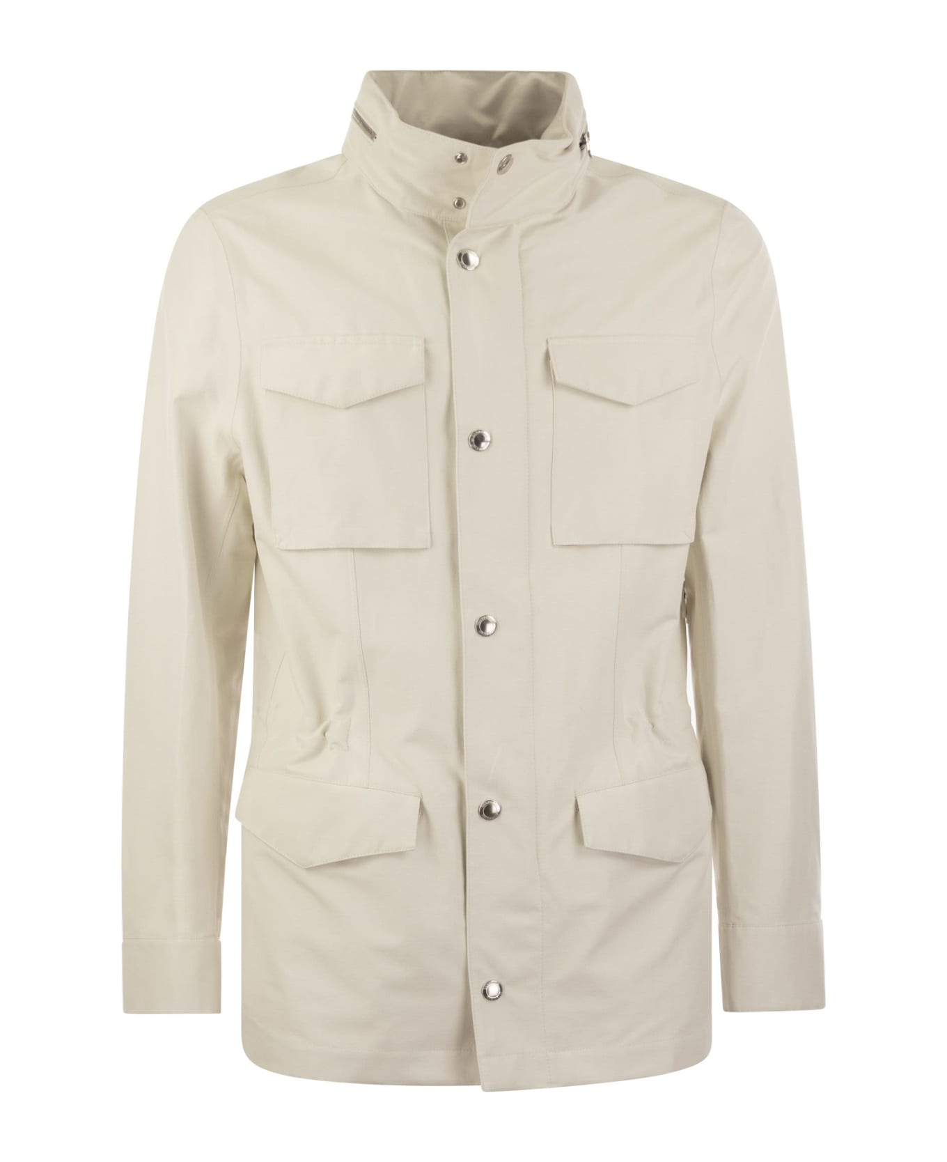 Brunello Cucinelli Field Jacket In Linen And Silk Membrane Panama - Ecru ジャケット