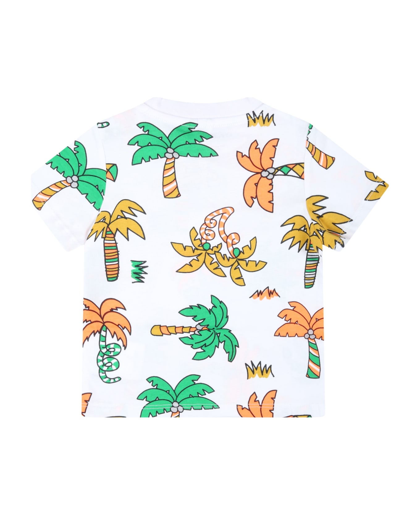 Stella McCartney Kids White T-shirt For Baby Boy With Palm Trees - White