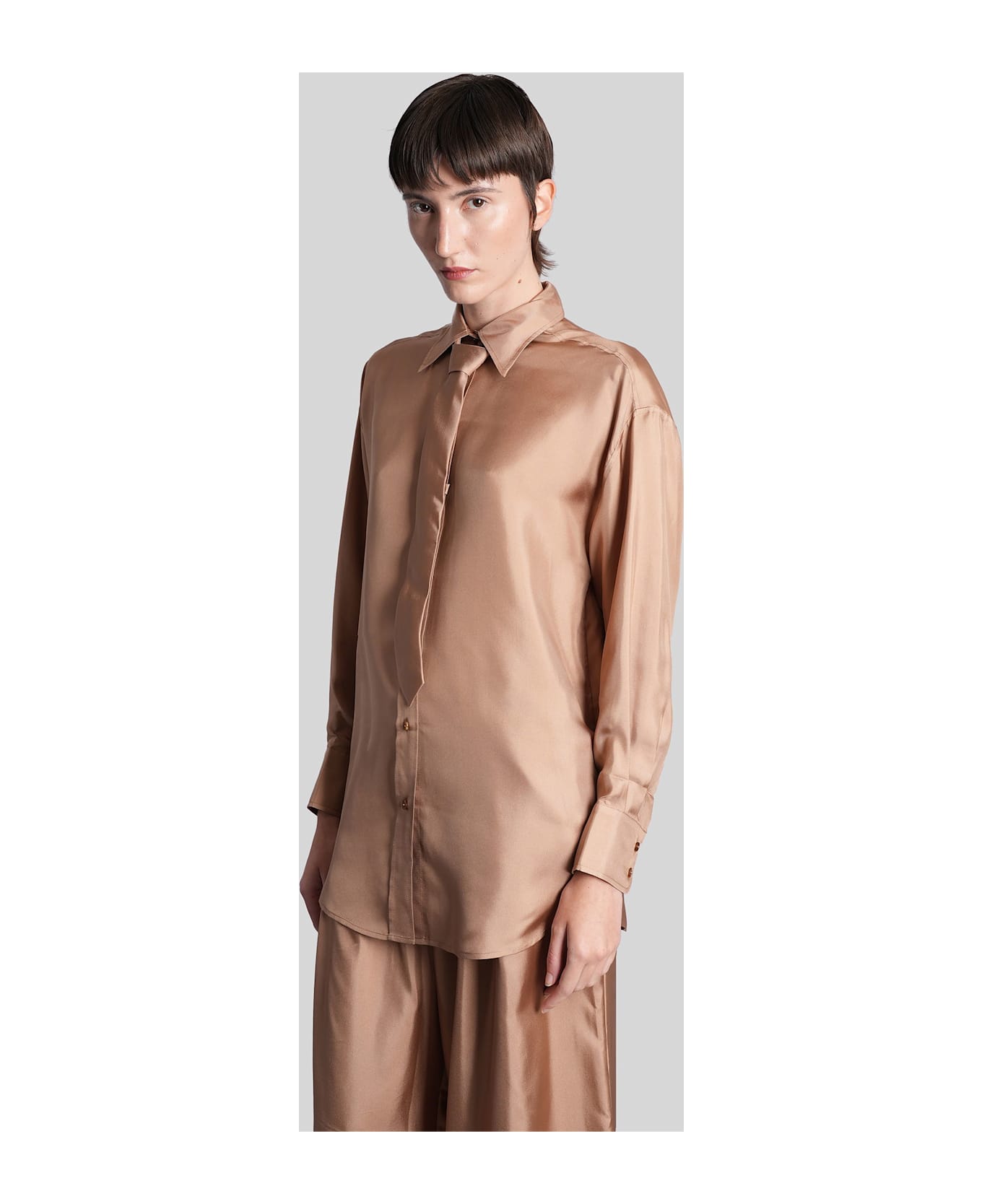 Zimmermann Shirt In Camel Silk - Camel