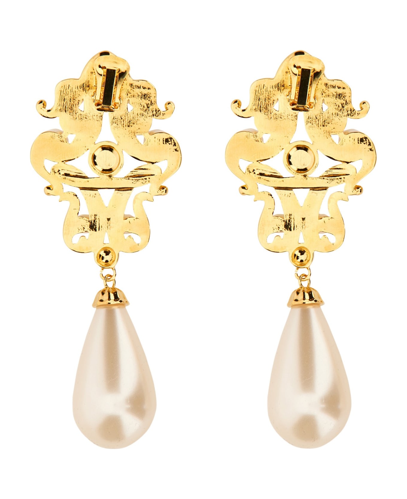 Moschino Gold Heart Clip Earrings - ORO