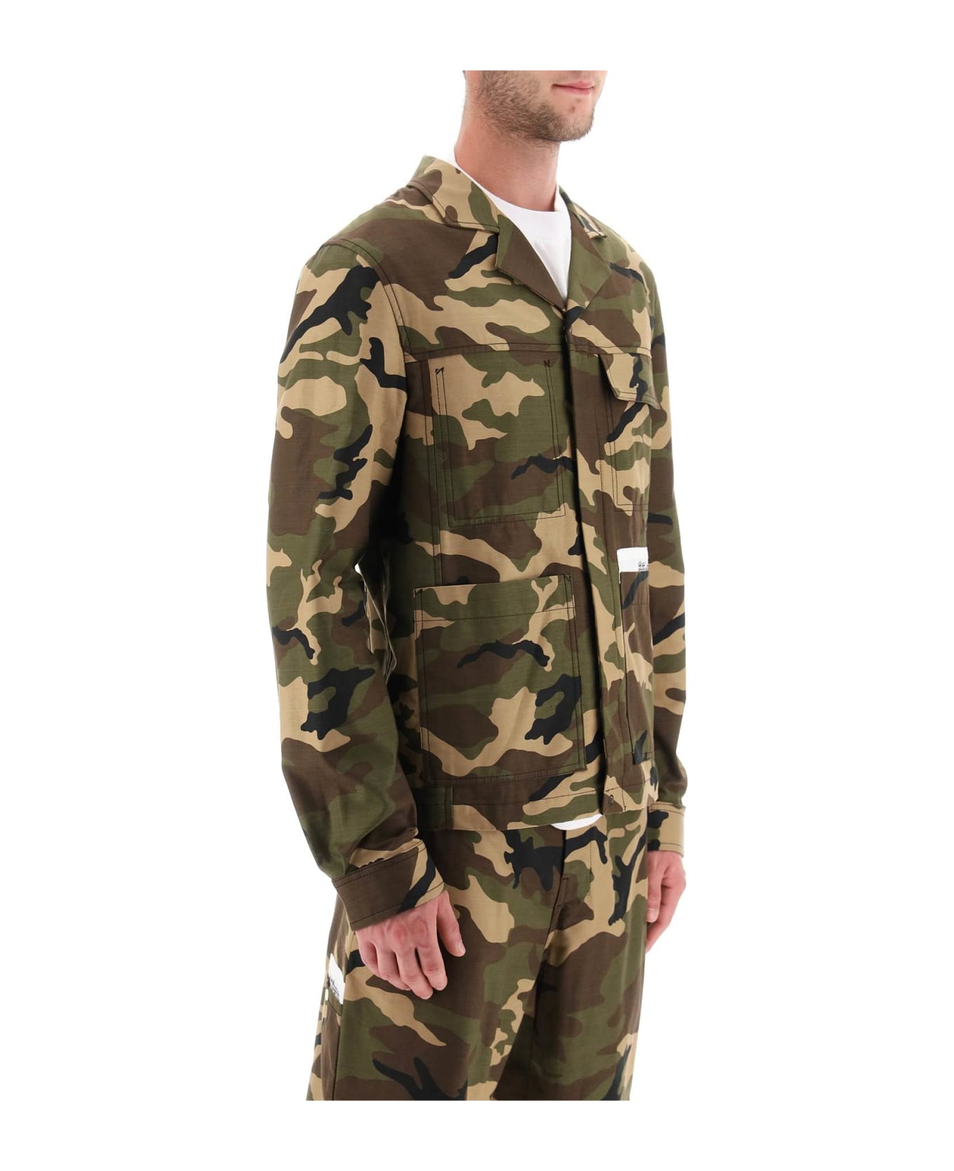 Palm Angels Camouflage Jacket With Pockets - MILITARY OFF WHITE (Beige) ジャケット