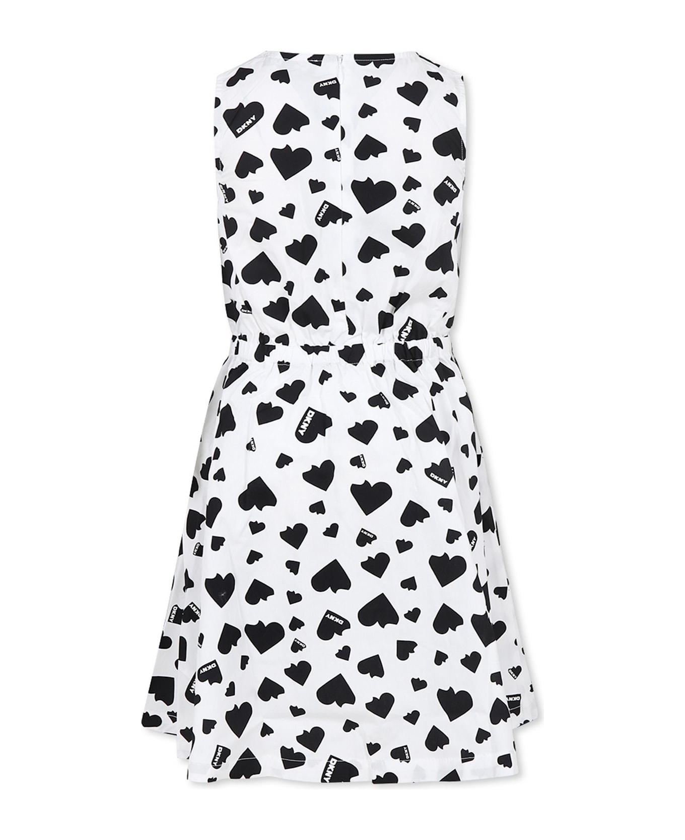 DKNY White Dress For Girl With Hearts - White