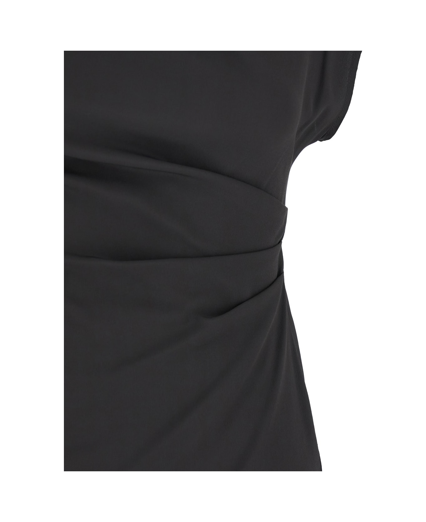 SEMICOUTURE Black Crewneck Top With Short Sleeves In Silk Blend Woman - Grey