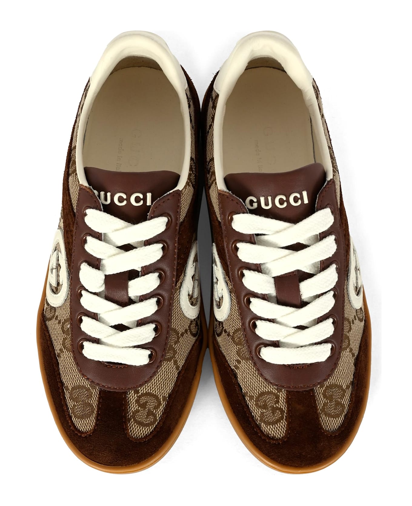 Gucci Brown G74 Sneakers For Kids With Gg - Brown