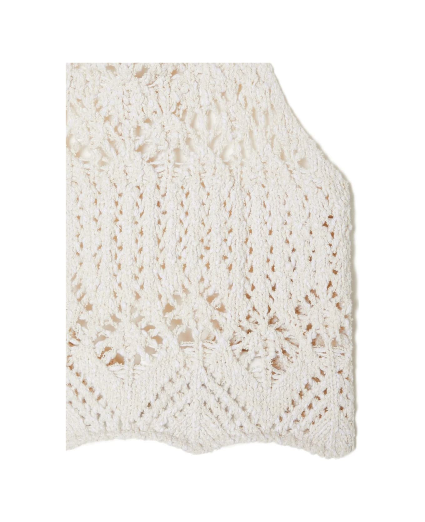 Alanui Lagoon Romance Cotton Top - Cream