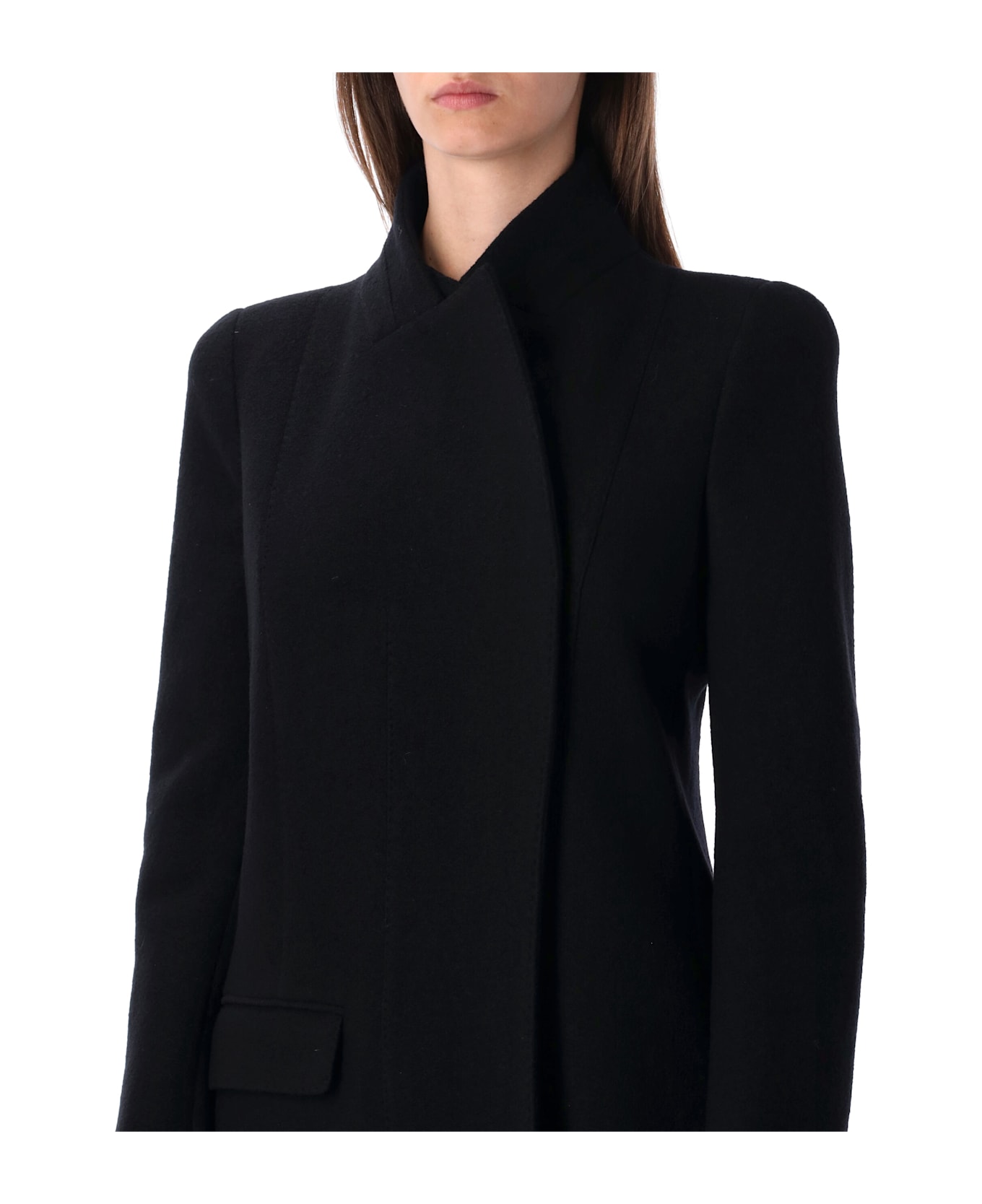Tom Ford Long Wool Coat Blac - BLACK