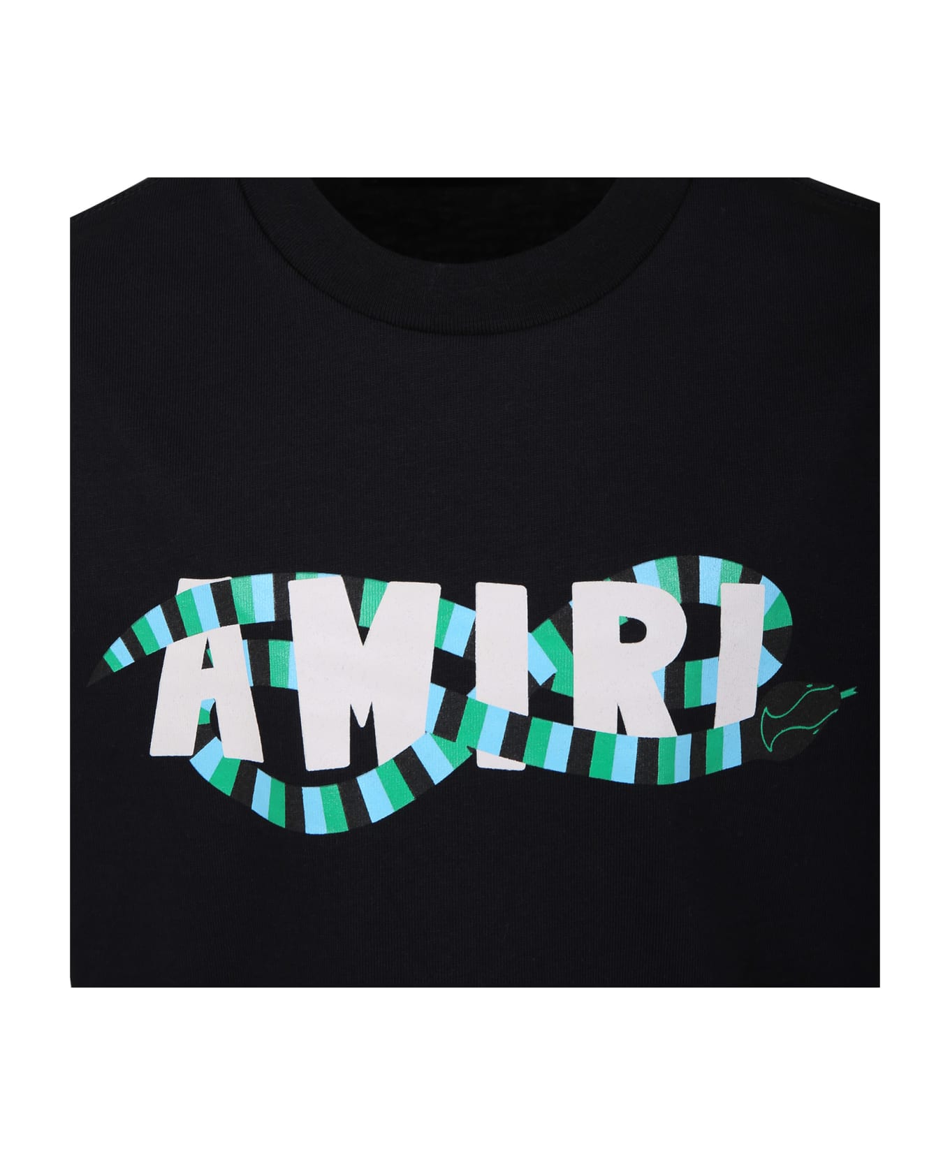 AMIRI Black T-shirt For Kids With Snake And Logo - Black