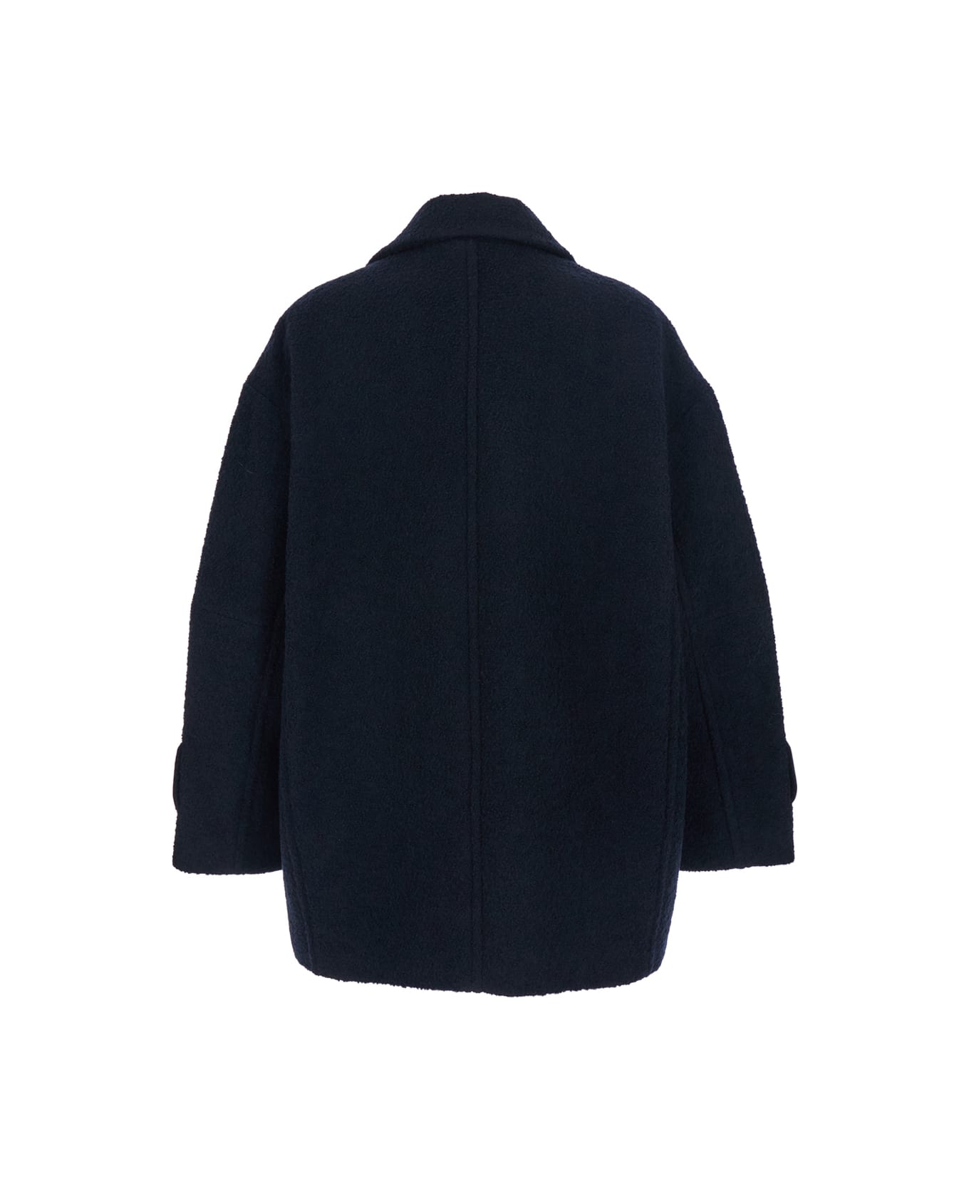 Pinko 'canederli' Blue Double-breasted Coat With Wide Notched Revers In Wool Woman - Blu