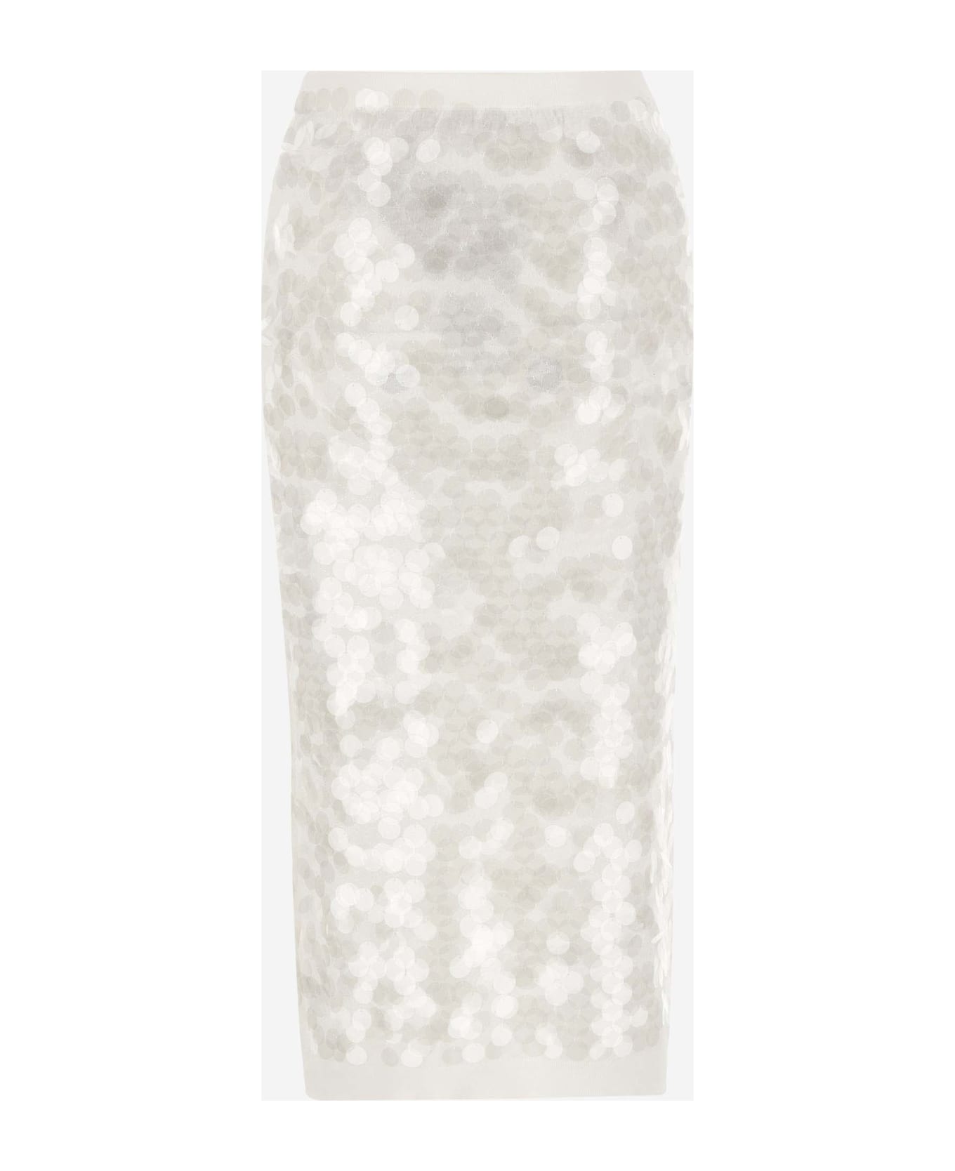 N.21 Sequined Cotton Skirt - White