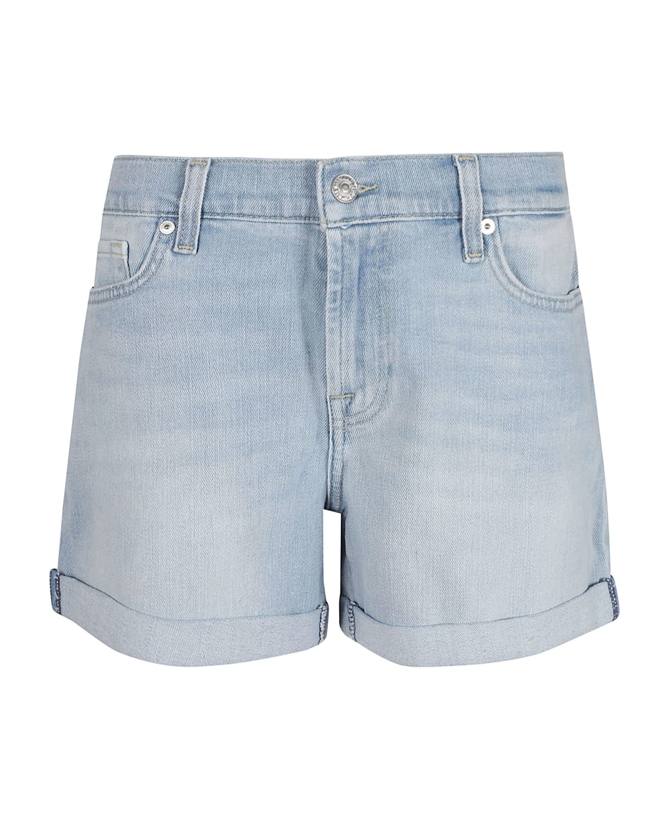 7 For All Mankind Mid Roll Shorts Soul - Light Blue