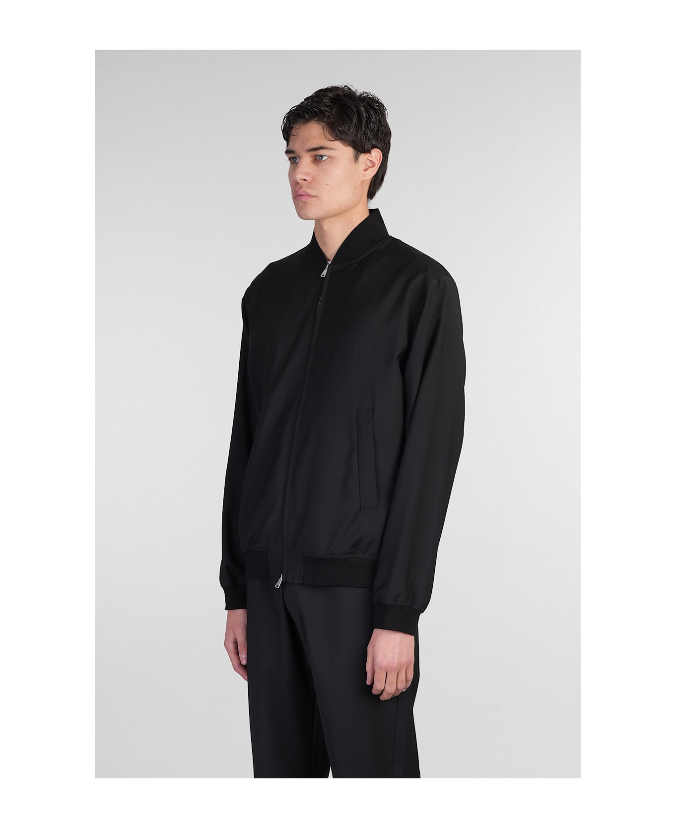 Barena Blus Bomber Jacket In Black Wool - black
