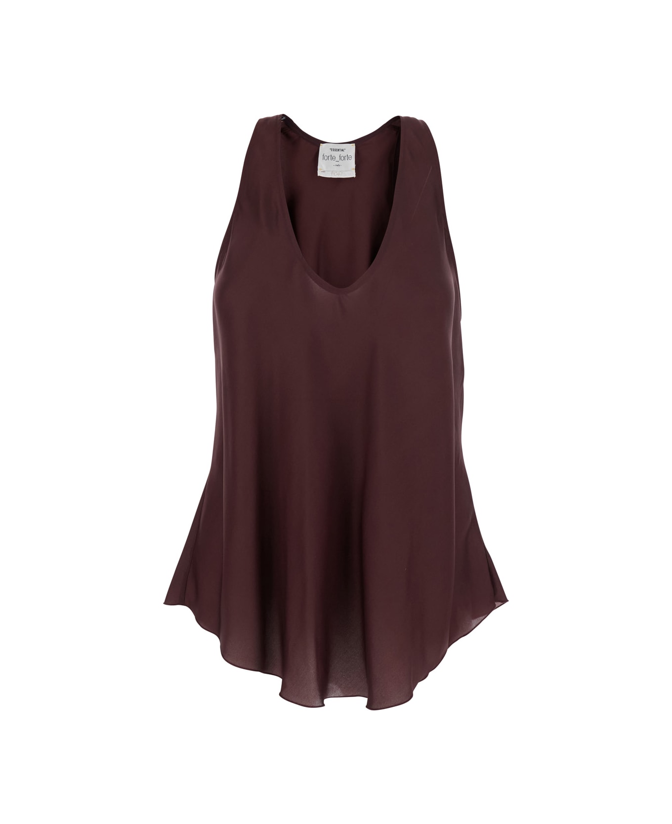 Forte_Forte Bordeaux Top With V-neck And Gathered Details In Silk Woman - Bordeaux