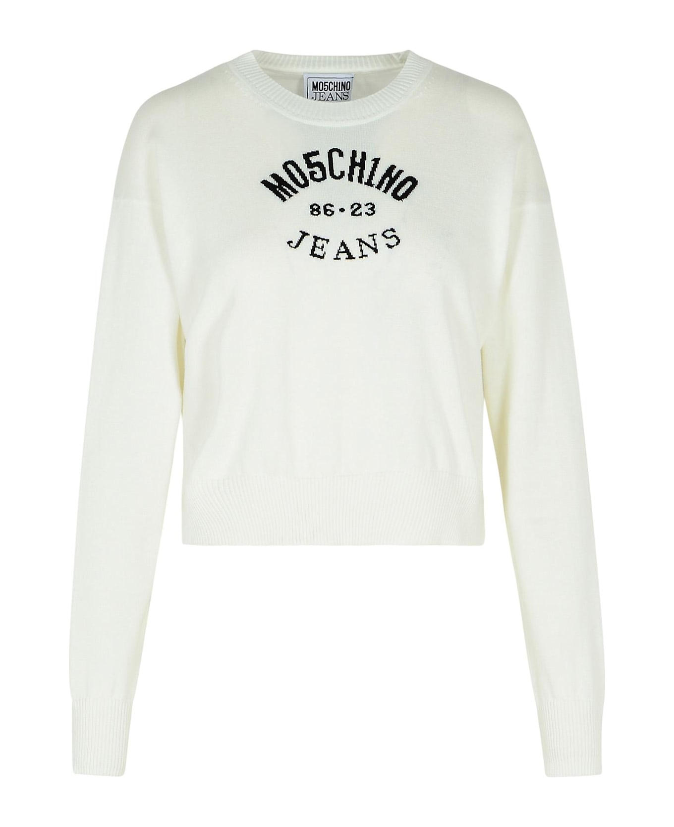 M05CH1N0 Jeans White Cotton Sweater - White