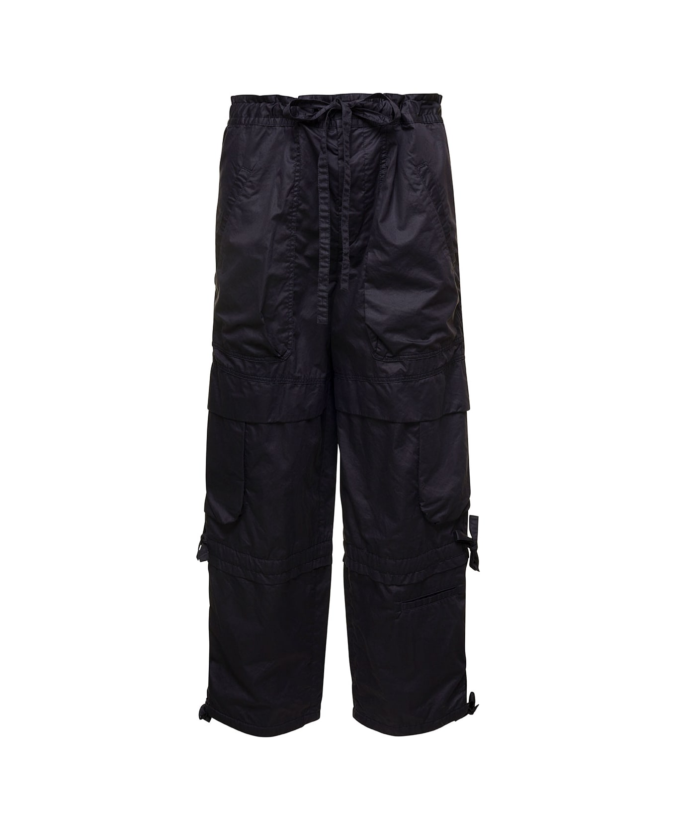 Isabel Marant Black Cargo Pants With Drawstring Fastening In Cotton Woman - Black