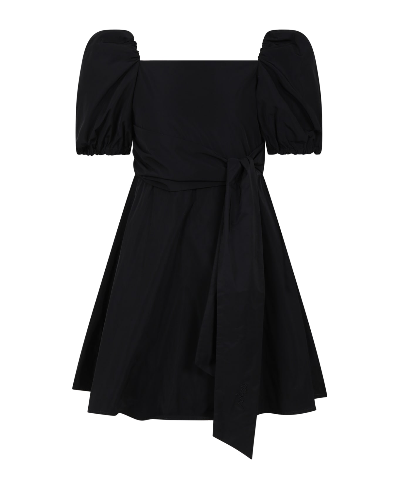 MSGM Black Dress For Girl With Logo - Black ワンピース＆ドレス