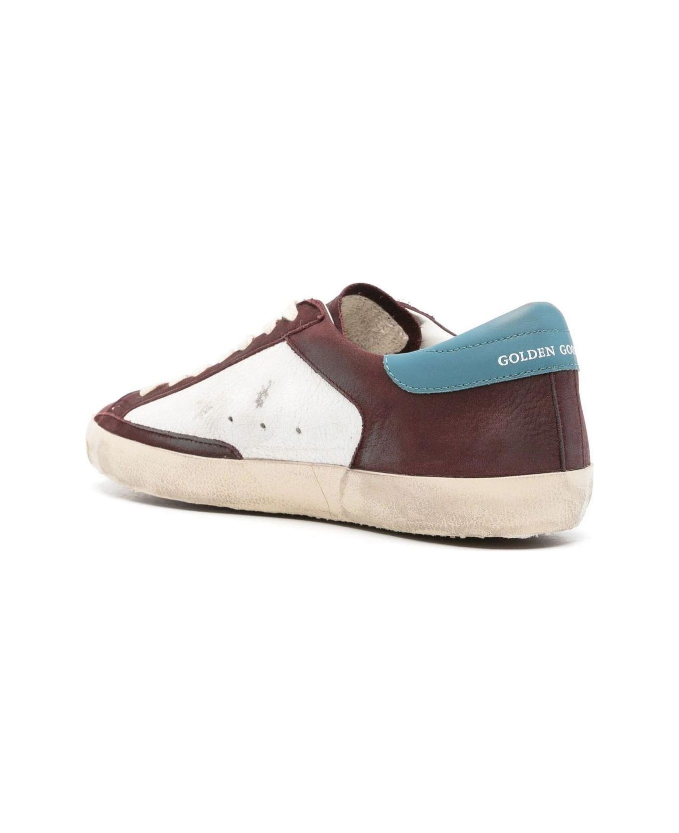 Golden Goose Super Star Double Quarter Low-top Sneakers - WHITE/RED WINE/BLACK/TEAL スニーカー