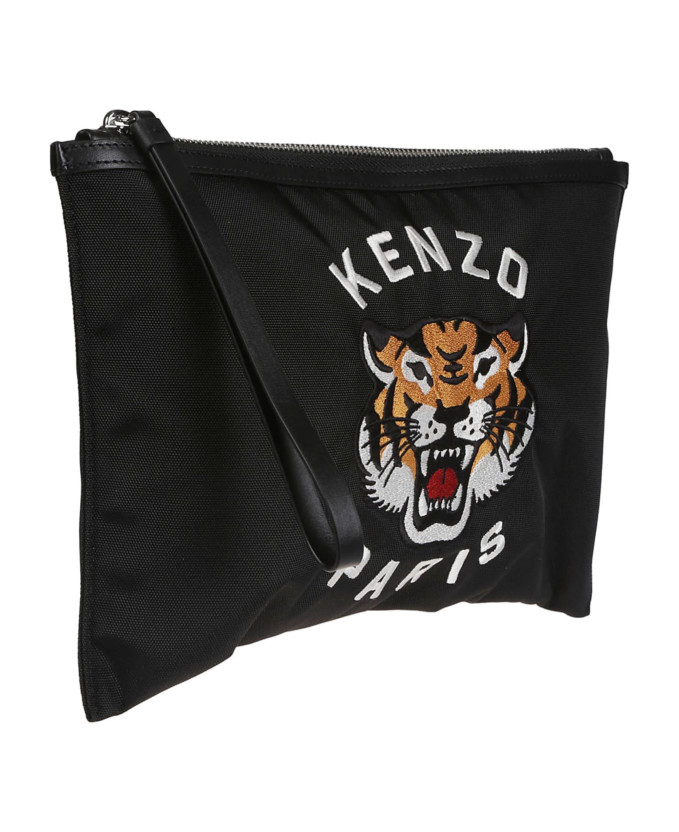 Kenzo Varsity Tiger Zip Pouch - BLACK