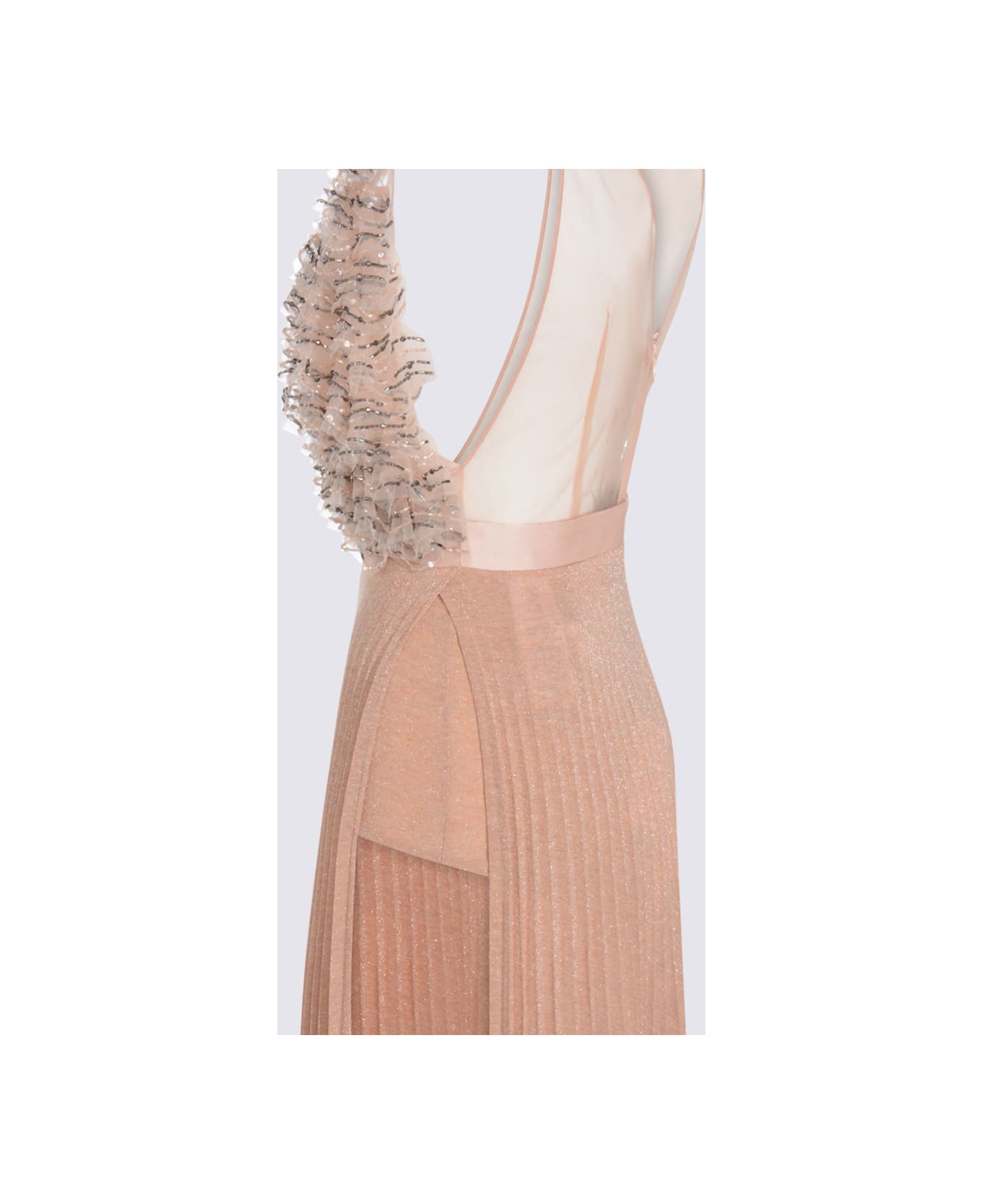 Elisabetta Franchi Pink Viscose Maxi Dress - Nude