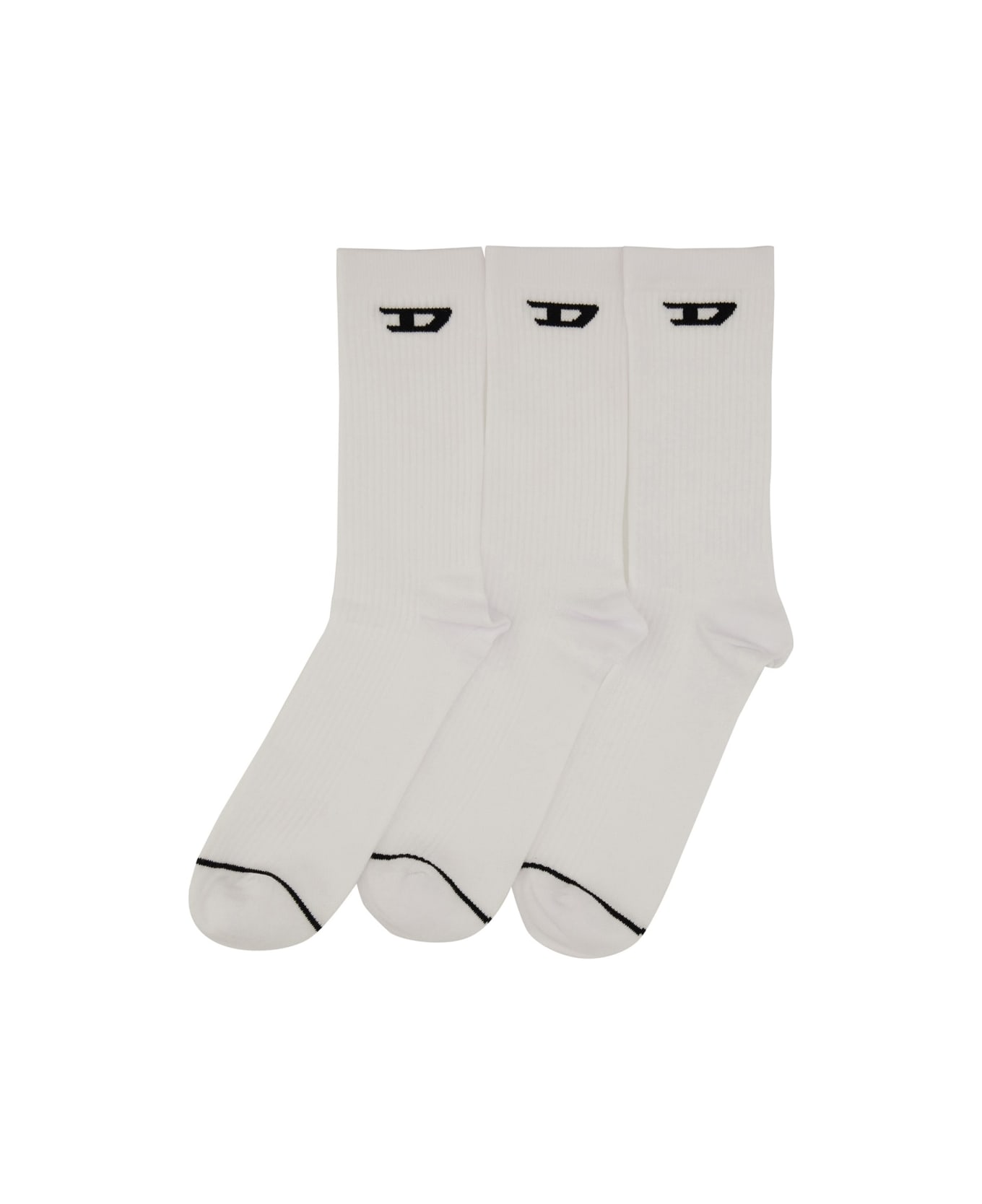 Diesel Set Of Three Socks - WHITE