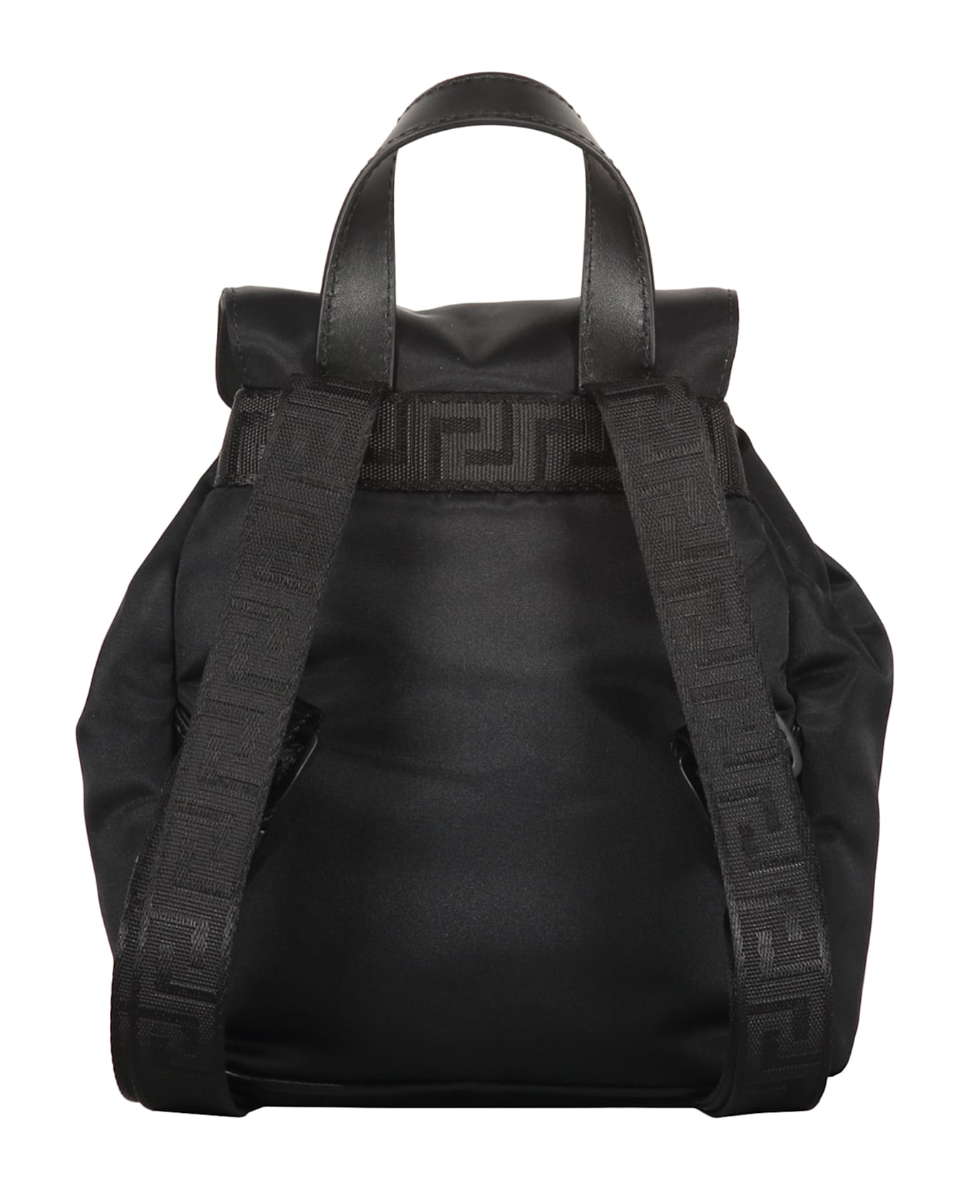 Versace Logo Detail Nylon Backpack - black